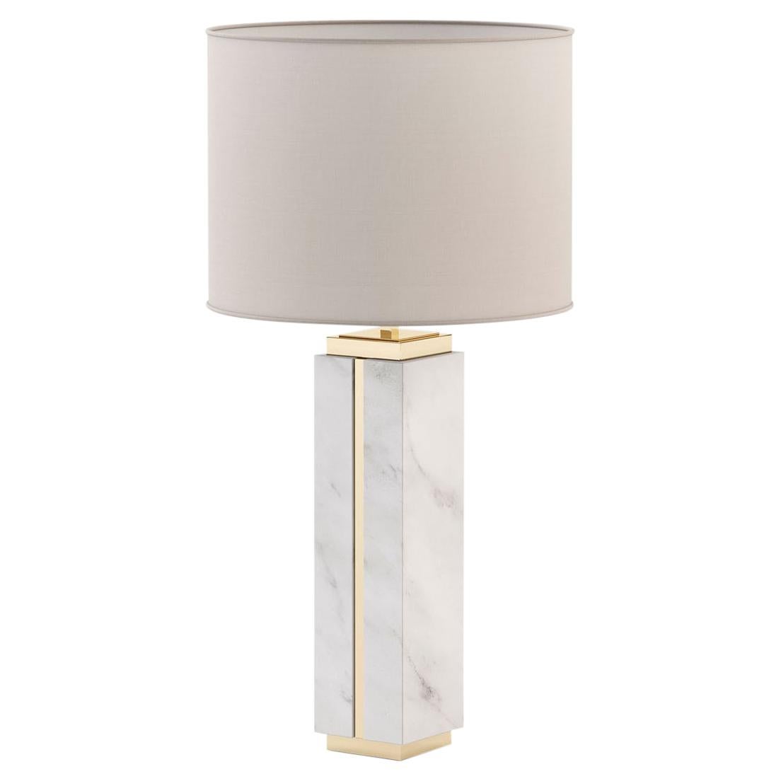 Empire White Marble Table Lamp For Sale