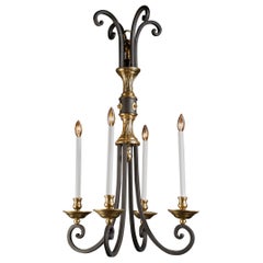 Lampadario Impero in ferro battuto e ottone, metà del XX secolo