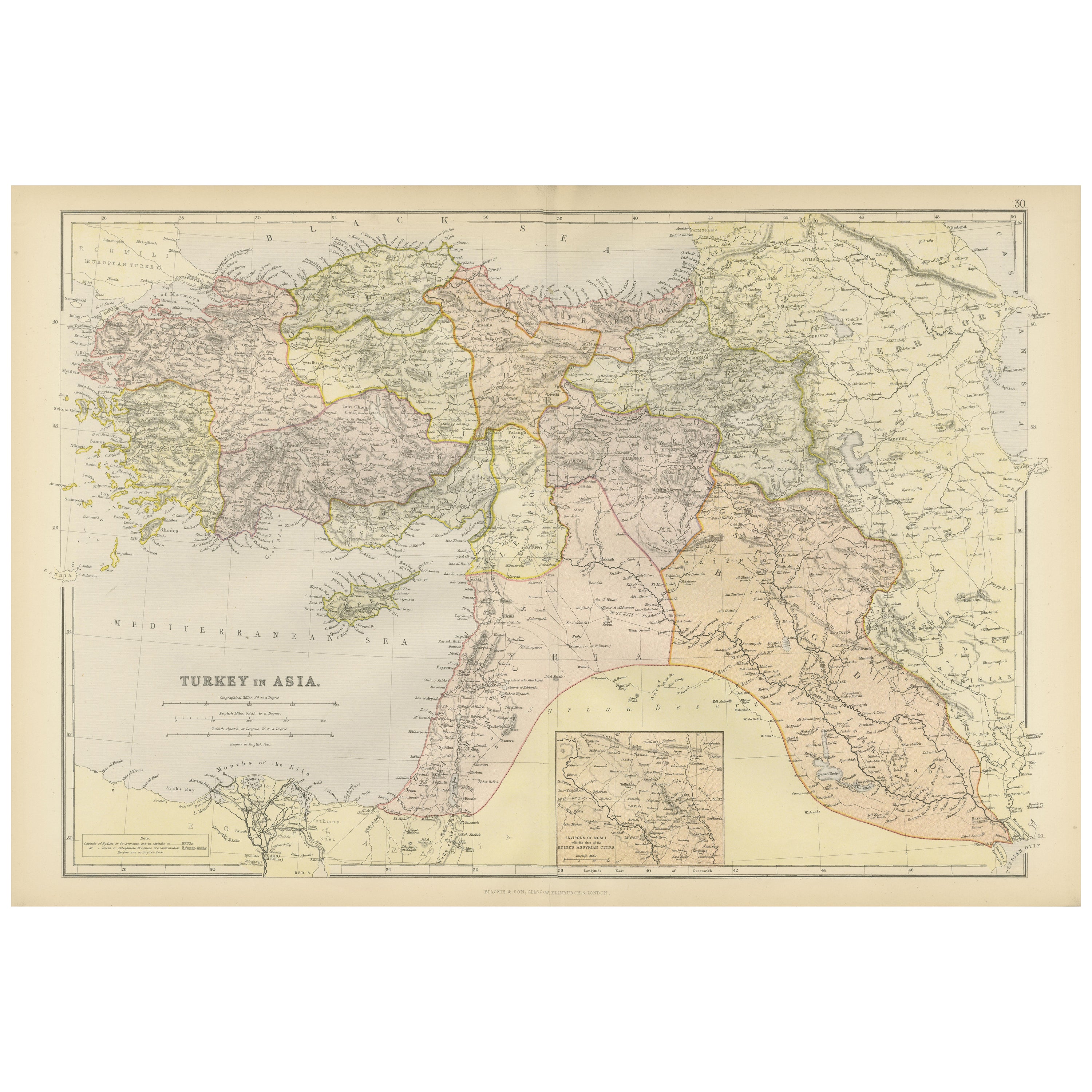 Encrucijadas del Imperio: Un mapa de 1882 de Turquía en Asia por Blackie & Son