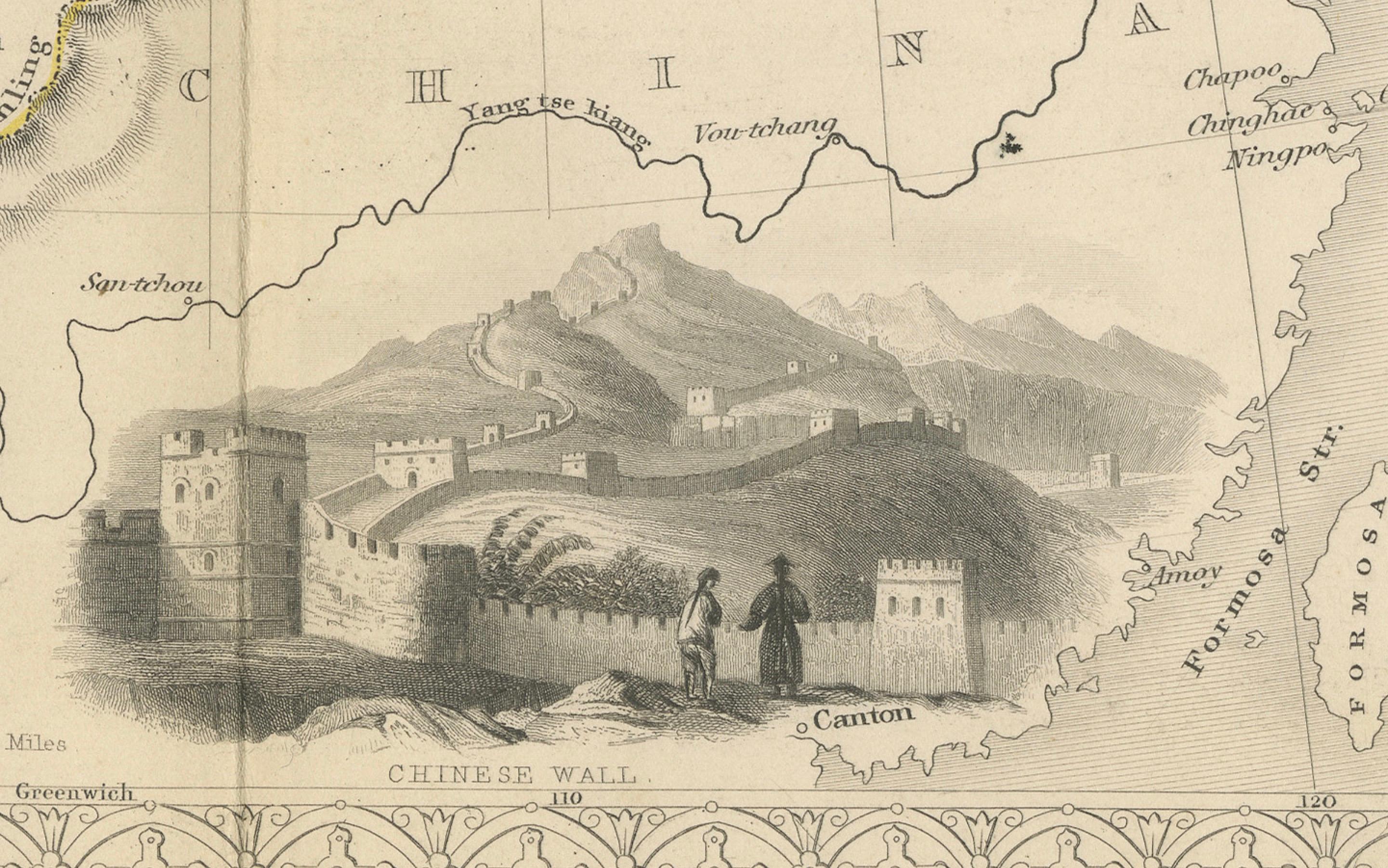 Empires of the East: Eine verschnörkelte Tallis-Karte von Tibet, Mongolei und Manchuri, 1851 im Zustand „Gut“ in Langweer, NL
