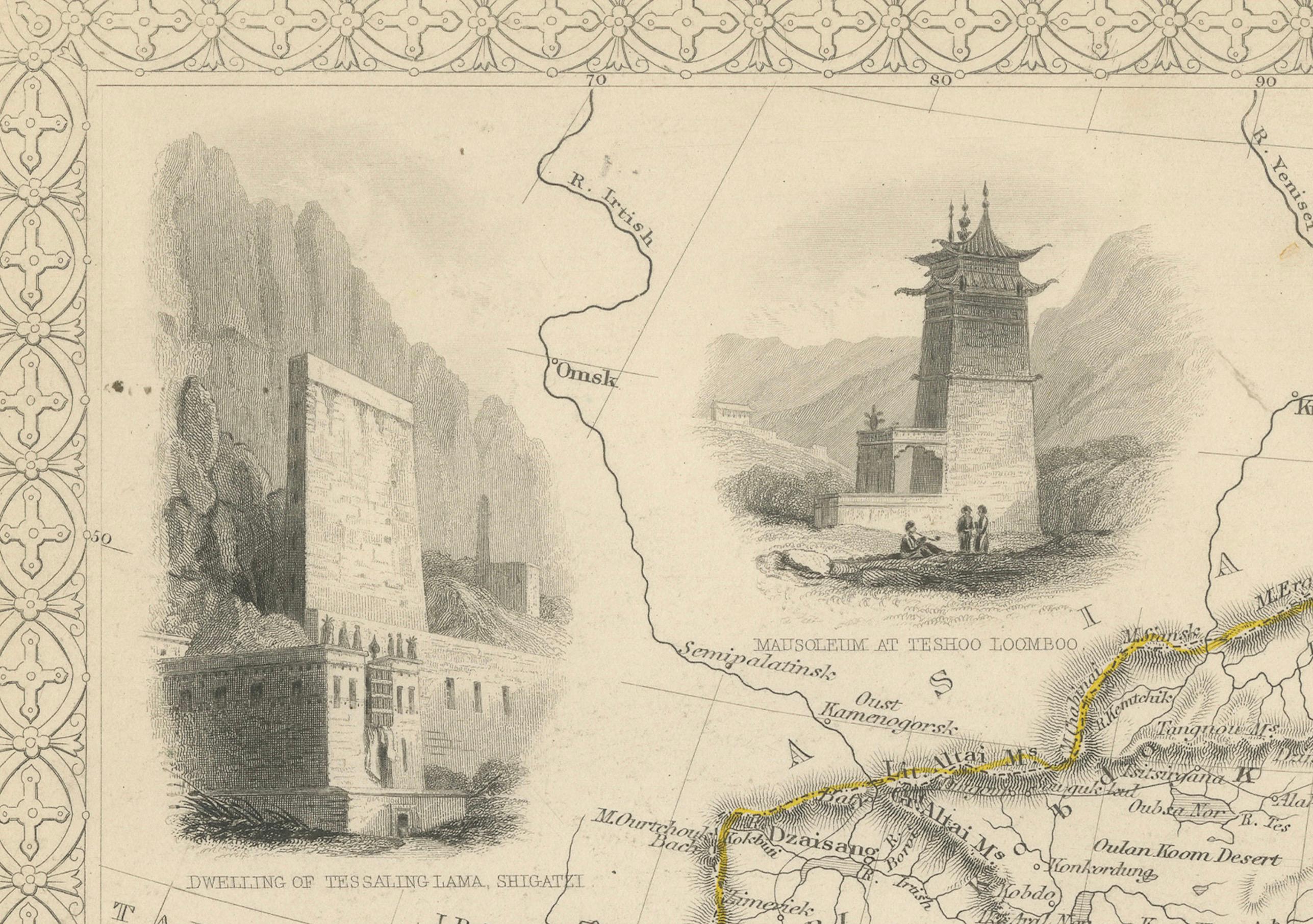 Empires of the East: Eine verschnörkelte Tallis-Karte von Tibet, Mongolei und Manchuri, 1851 1