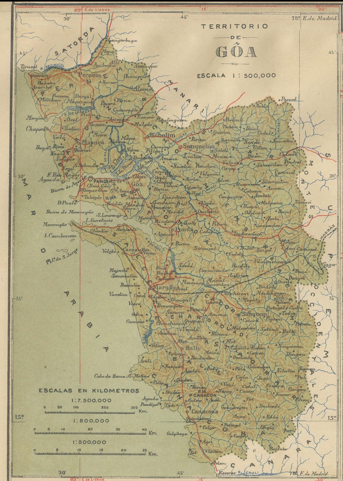 Bei dieser Karte handelt es sich um eine originale antike Karte, die die portugiesischen Besitzungen um die Wende zum 20. Jahrhundert zeigt, mit einem Schwerpunkt auf Guinea-Bissau (auf der Karte als 