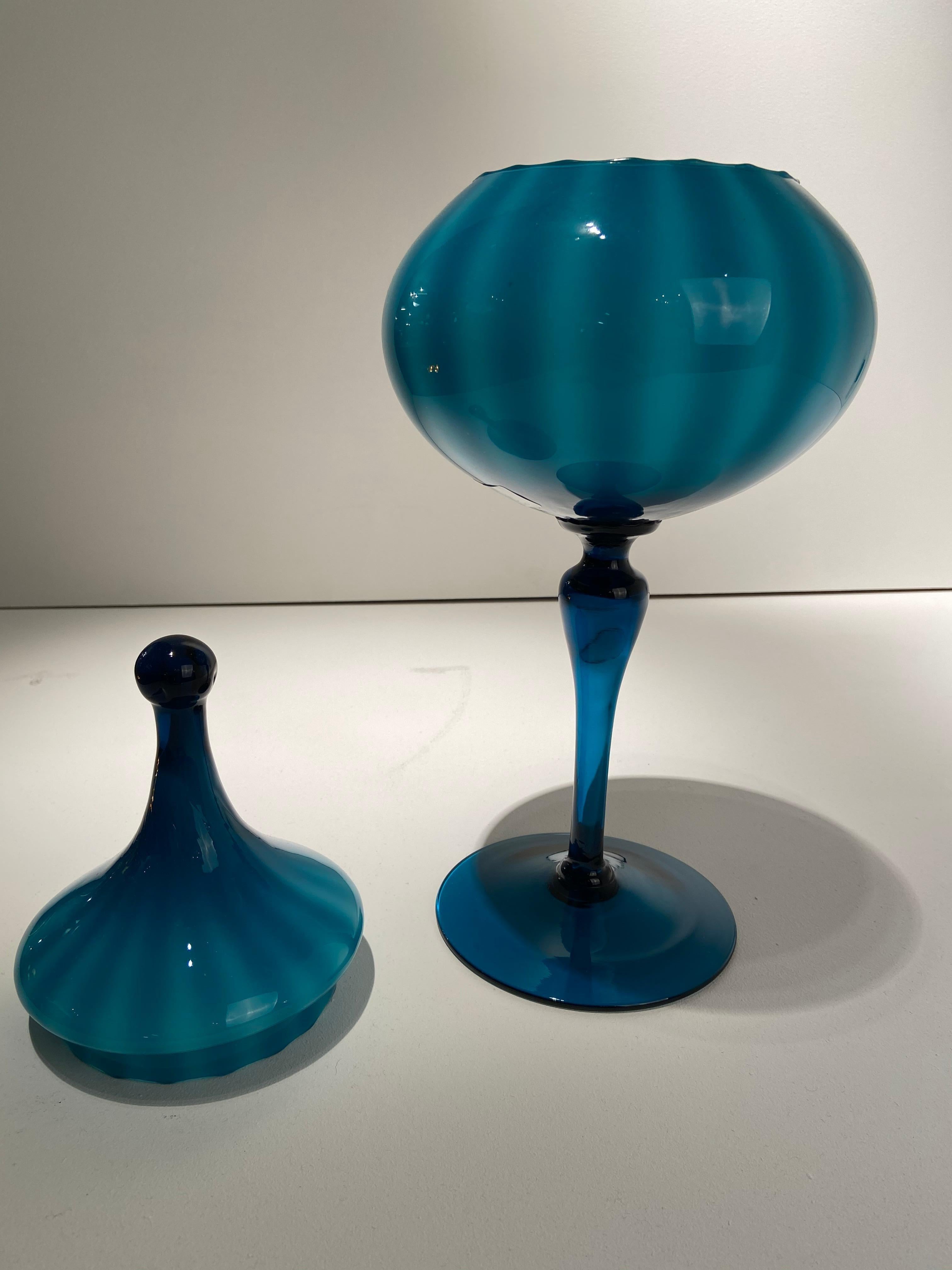 Empoli Art Glass Apothecary Jar For Sale 3