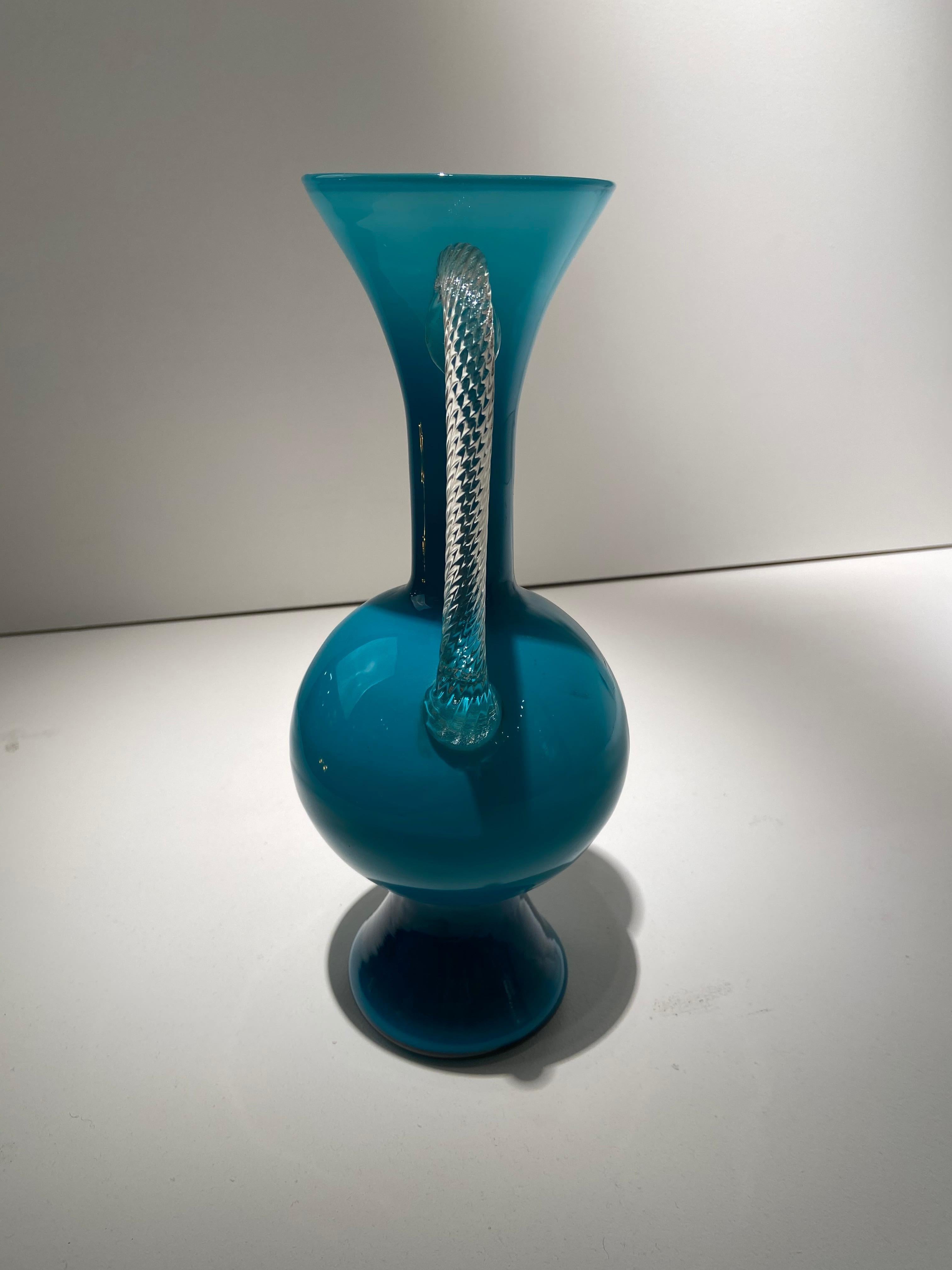 Empoli Art Glass Pitcher In Excellent Condition For Sale In Brussels, Brussels