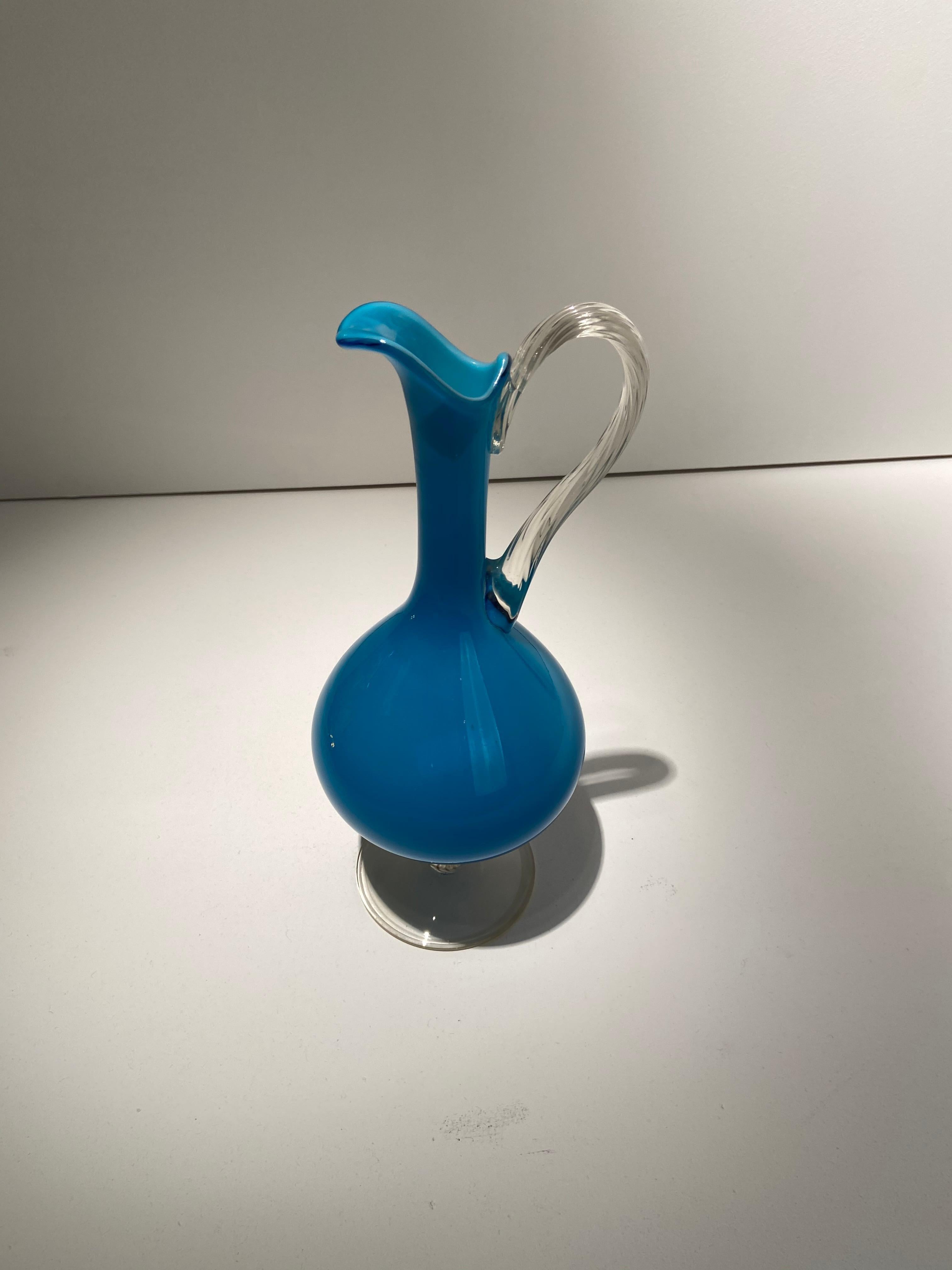 Empoli Art Glass Pitcher In Excellent Condition For Sale In Brussels, Brussels