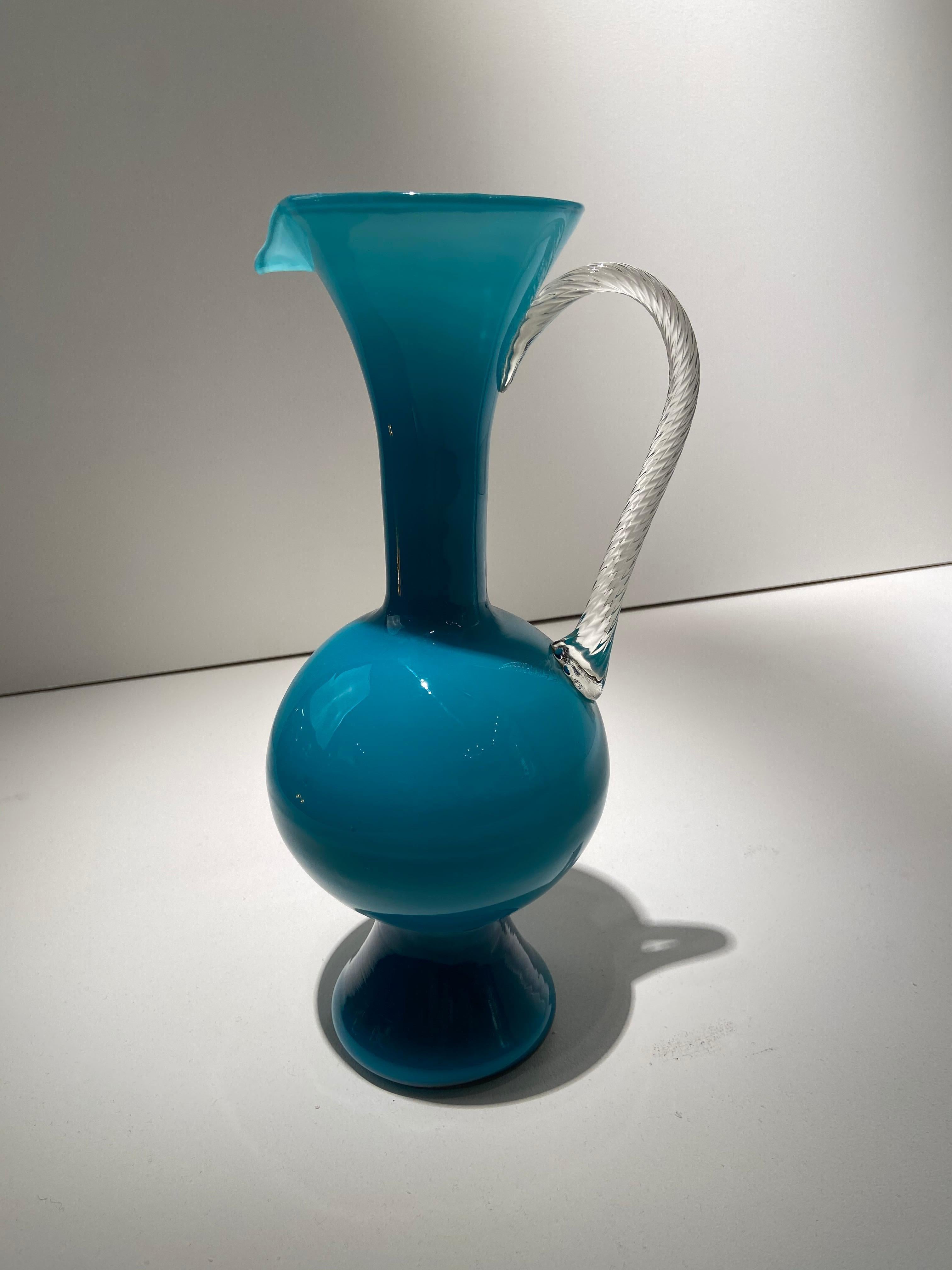 Mid-20th Century Empoli Art Glass Pitcher For Sale