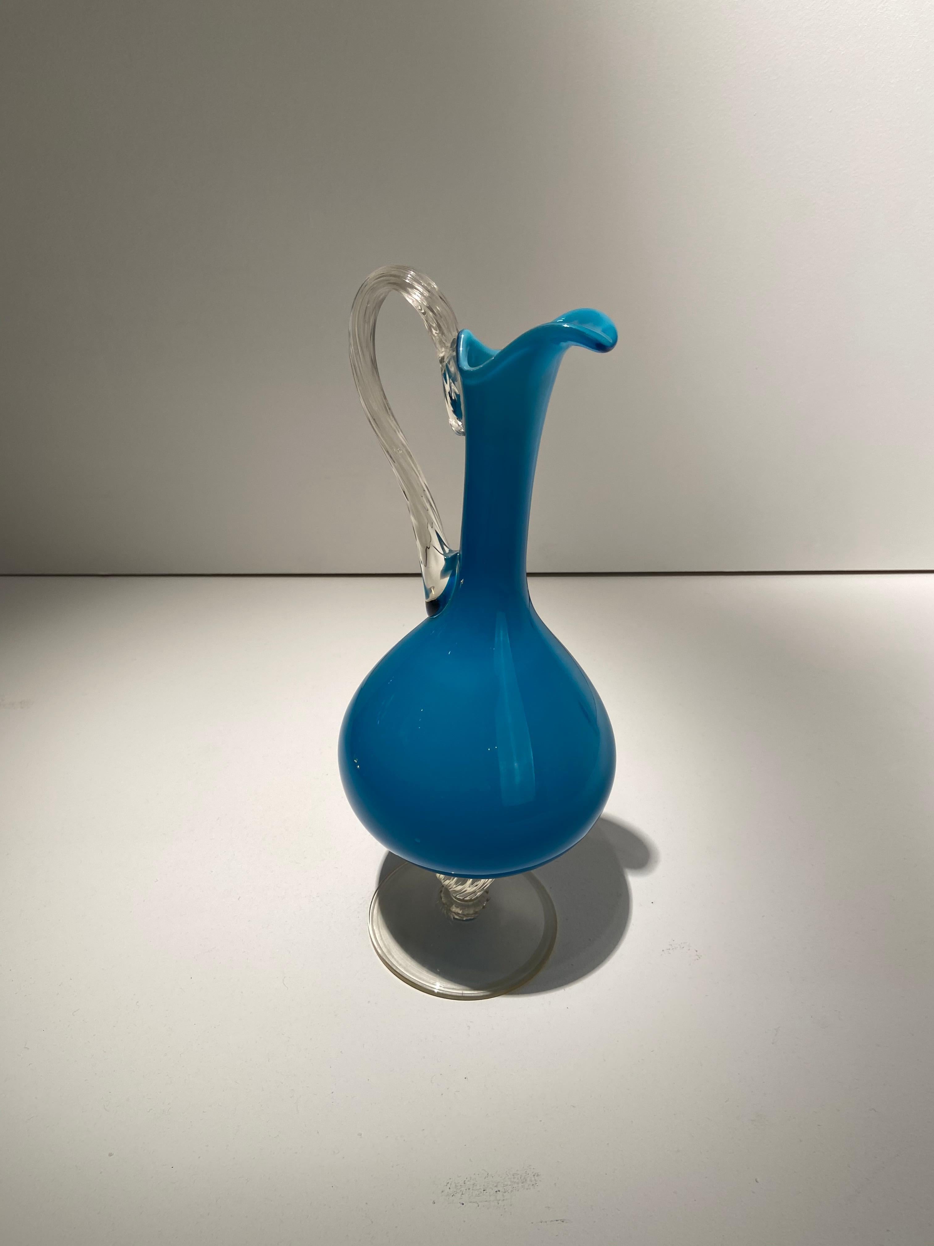 Opaline Glass Empoli Art Glass Pitcher For Sale