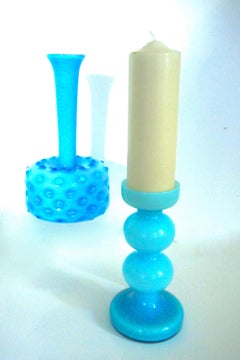 Empoli Blue Hobnail Vase in Cased Glass, 1950s