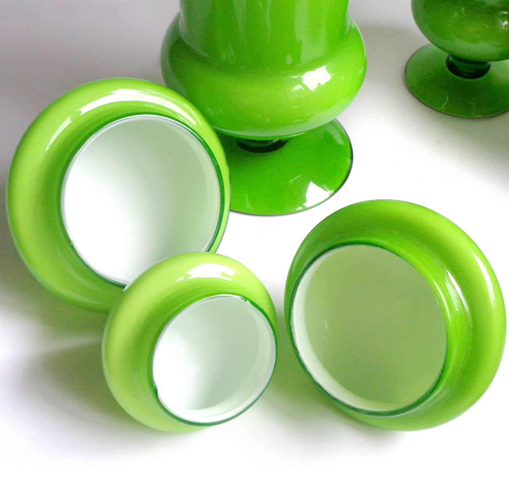 vintage green glass cookie jar