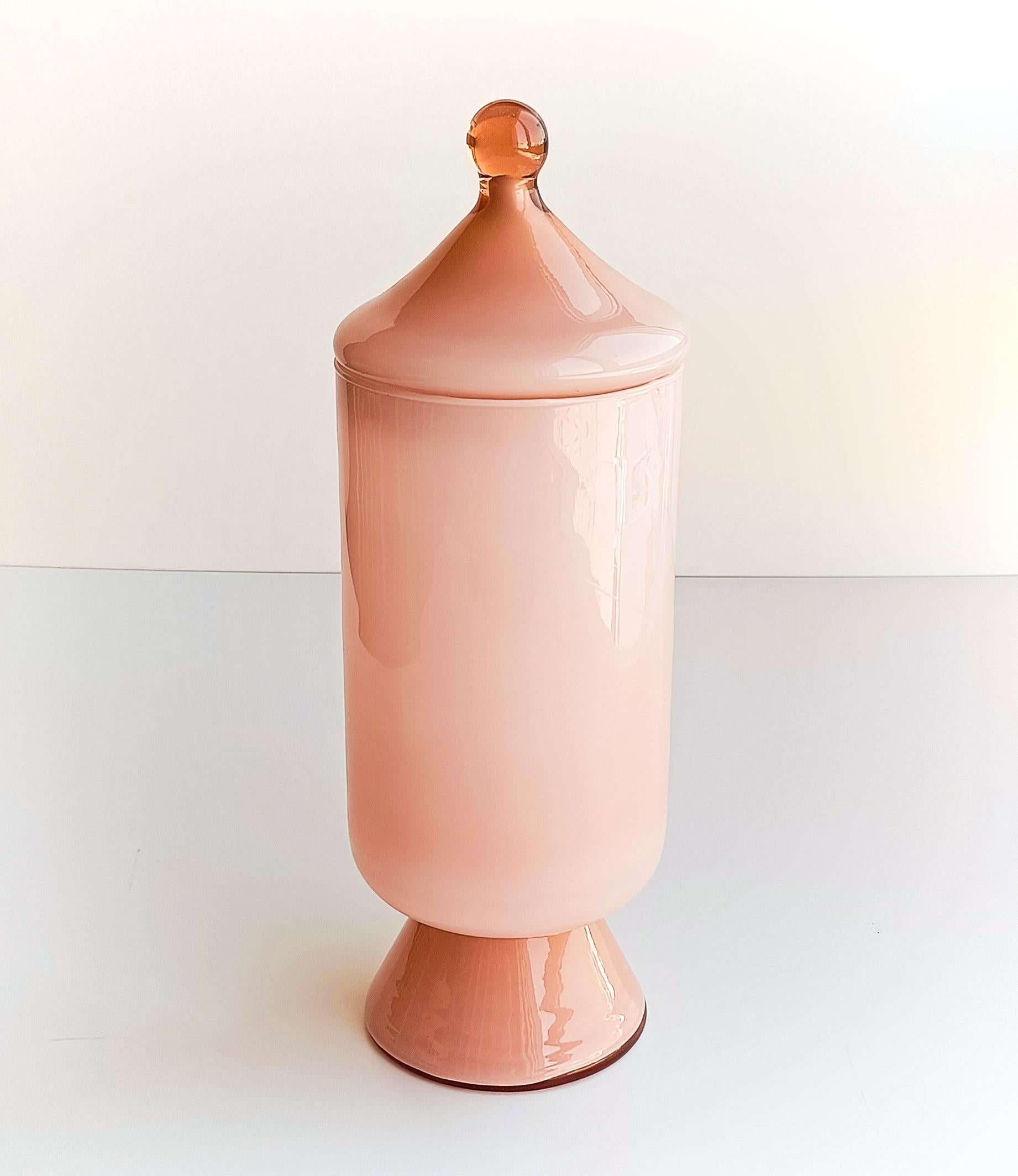 Mid-Century Modern Empoli Carlo Moretti Mid Century Modern Circus Tend Lid Bombon Jar, Italy, 1950s