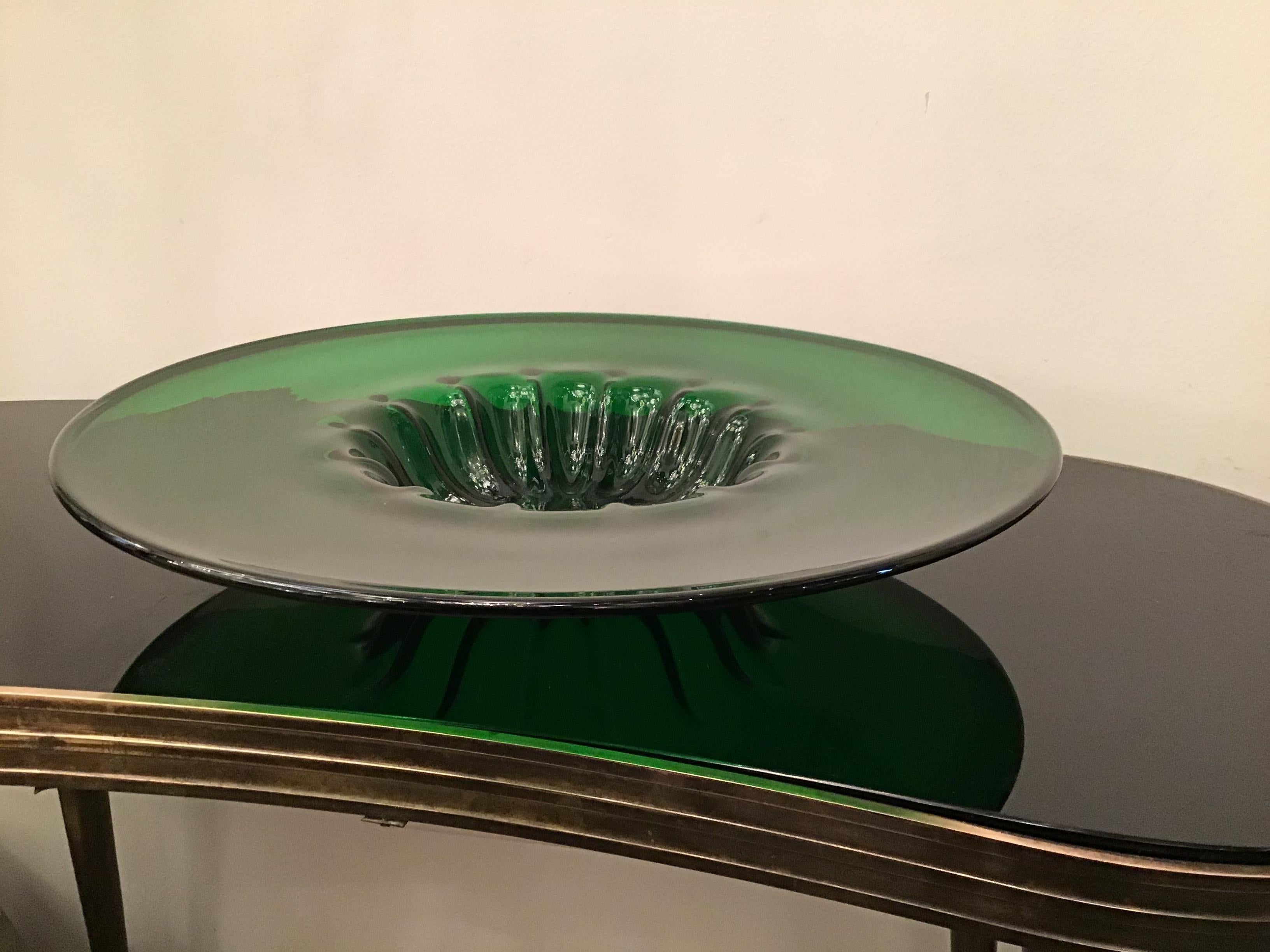 Empoli Centerpiece Plate Glass 1950 Italy For Sale 7