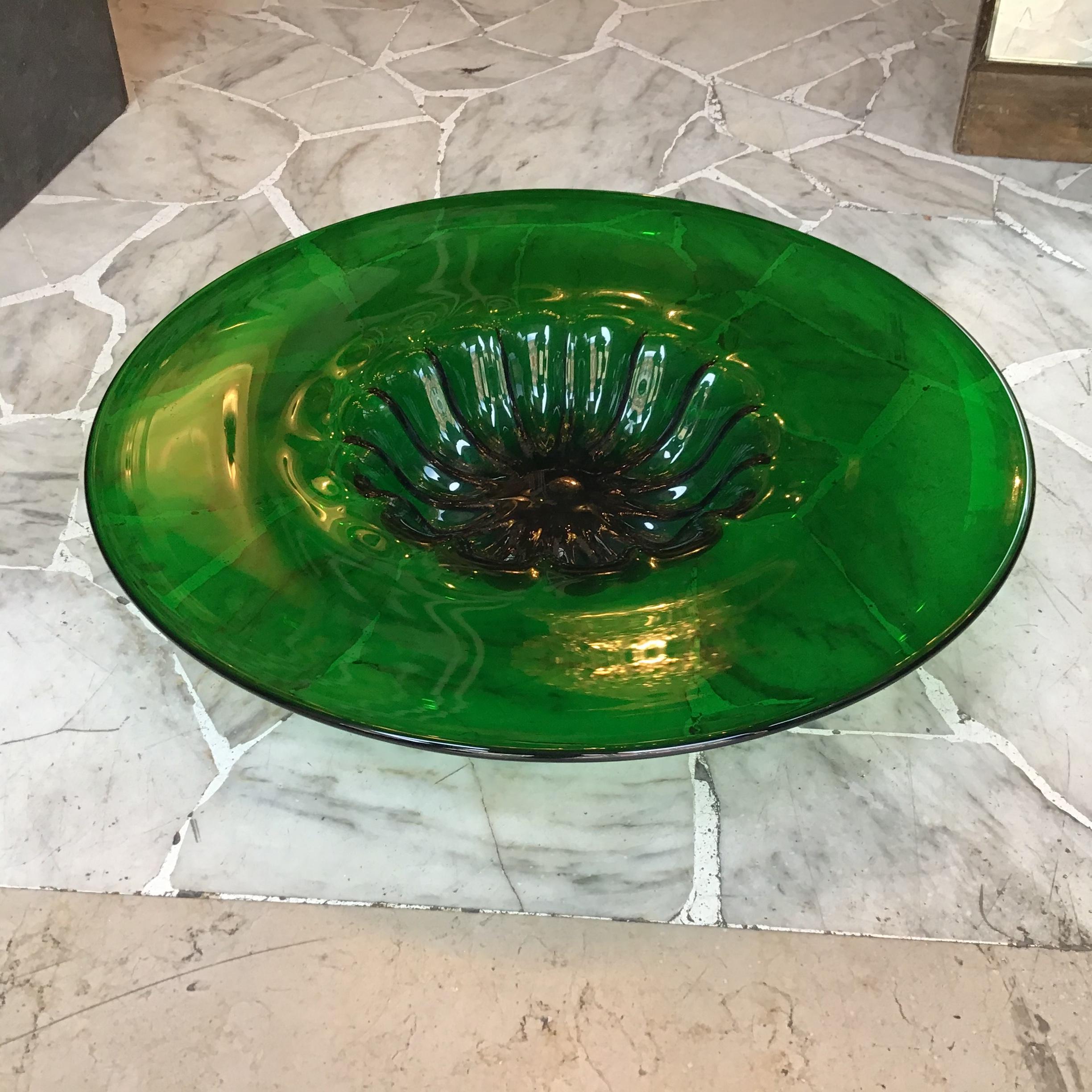 Mid-20th Century Empoli Centerpiece Plate Glass 1950 Italy For Sale