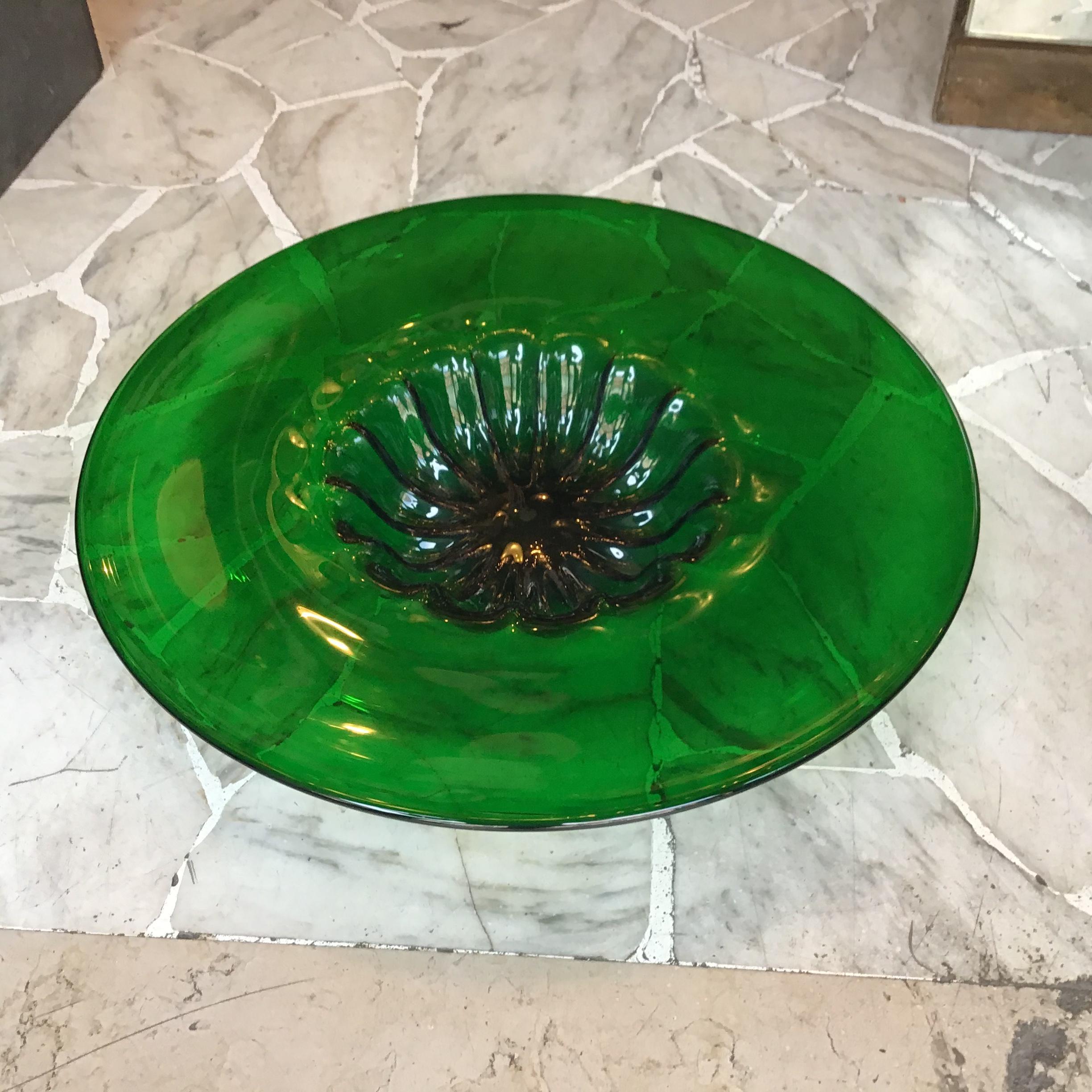 Empoli Centerpiece Plate Glass 1950 Italy For Sale 2