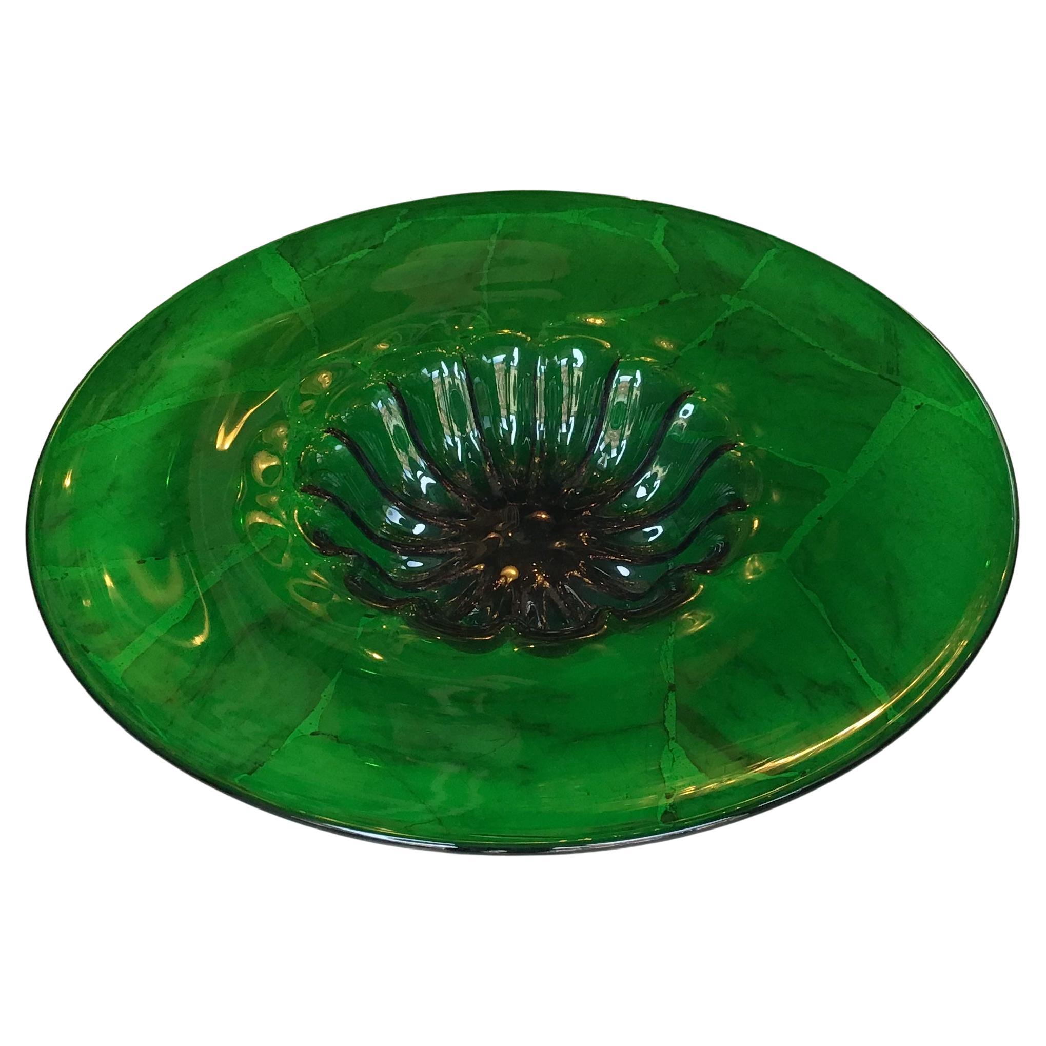 Empoli Centerpiece Plate Glass 1950 Italy For Sale