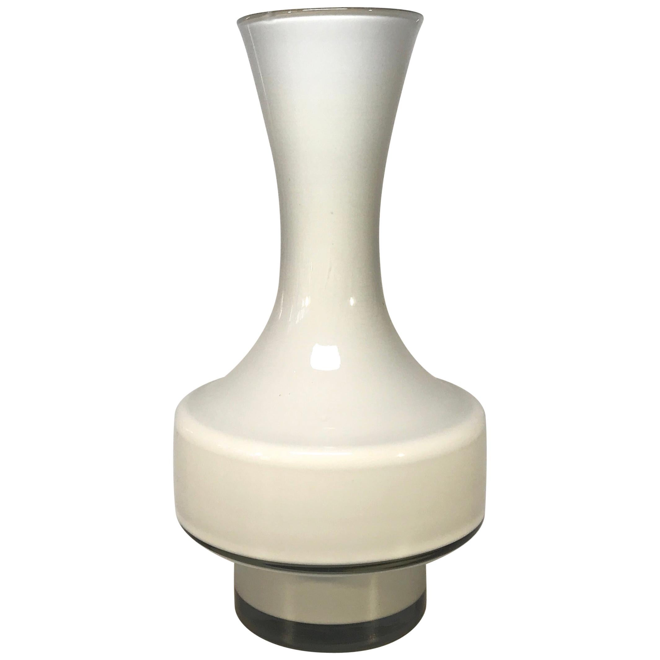 Empoli Dove Grey Cased Glass Vase, Retro Italian Shape, Mid-20th Century