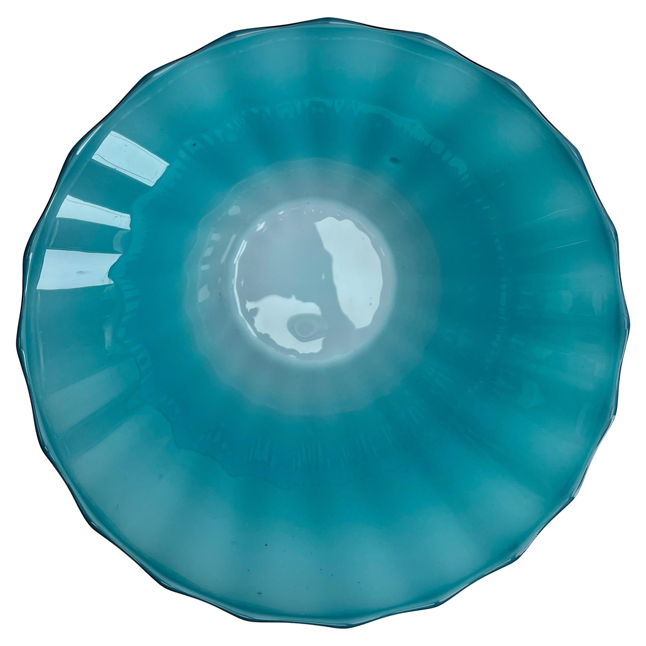 Mid-20th Century Empoli 'Florence, Italy' Bonbonière on foot in opaline glass, 1960s For Sale