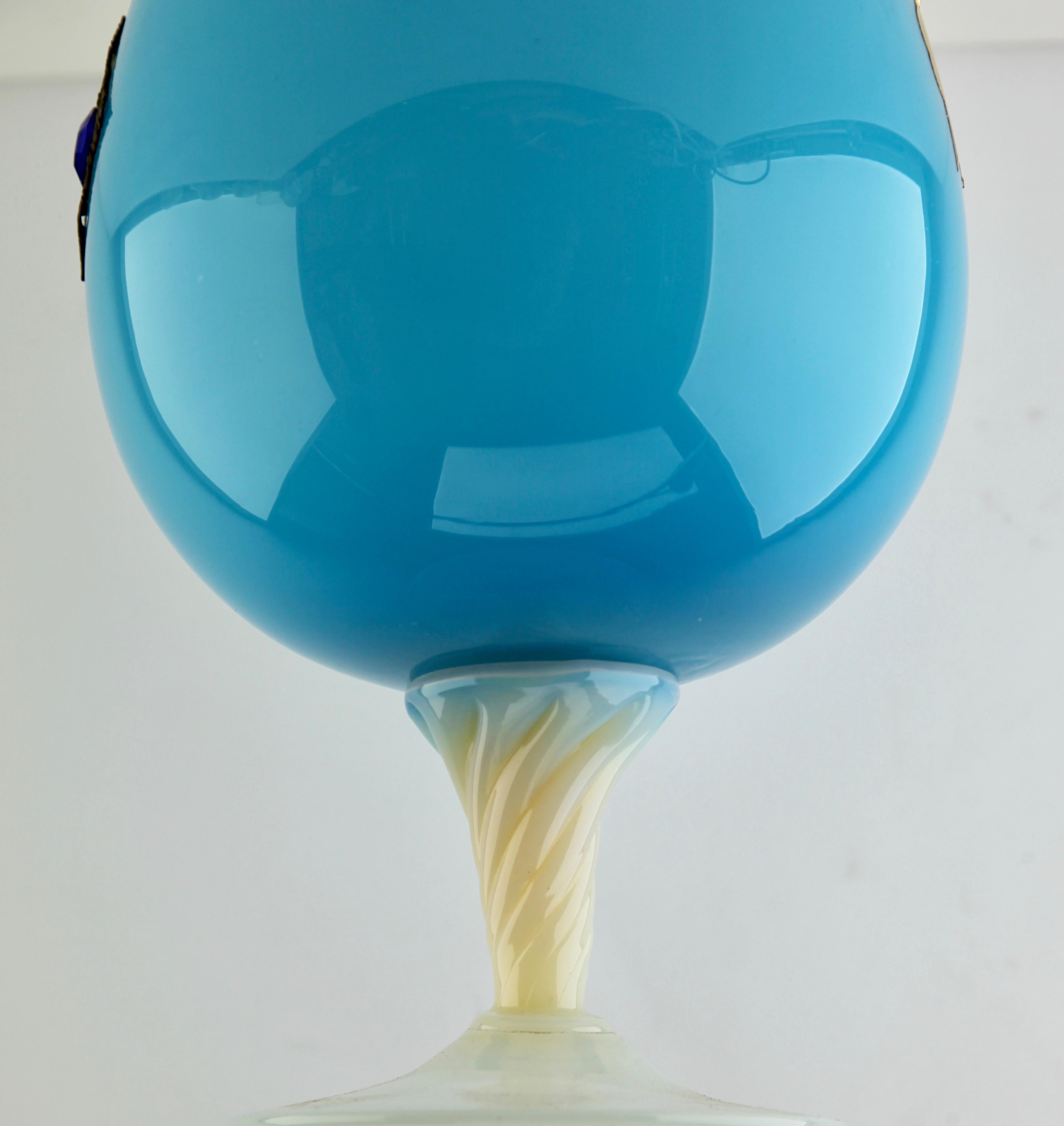 Empoli 'Florence, Italy' Cognac Glass in Turquoise in Opaline, 1970s 2