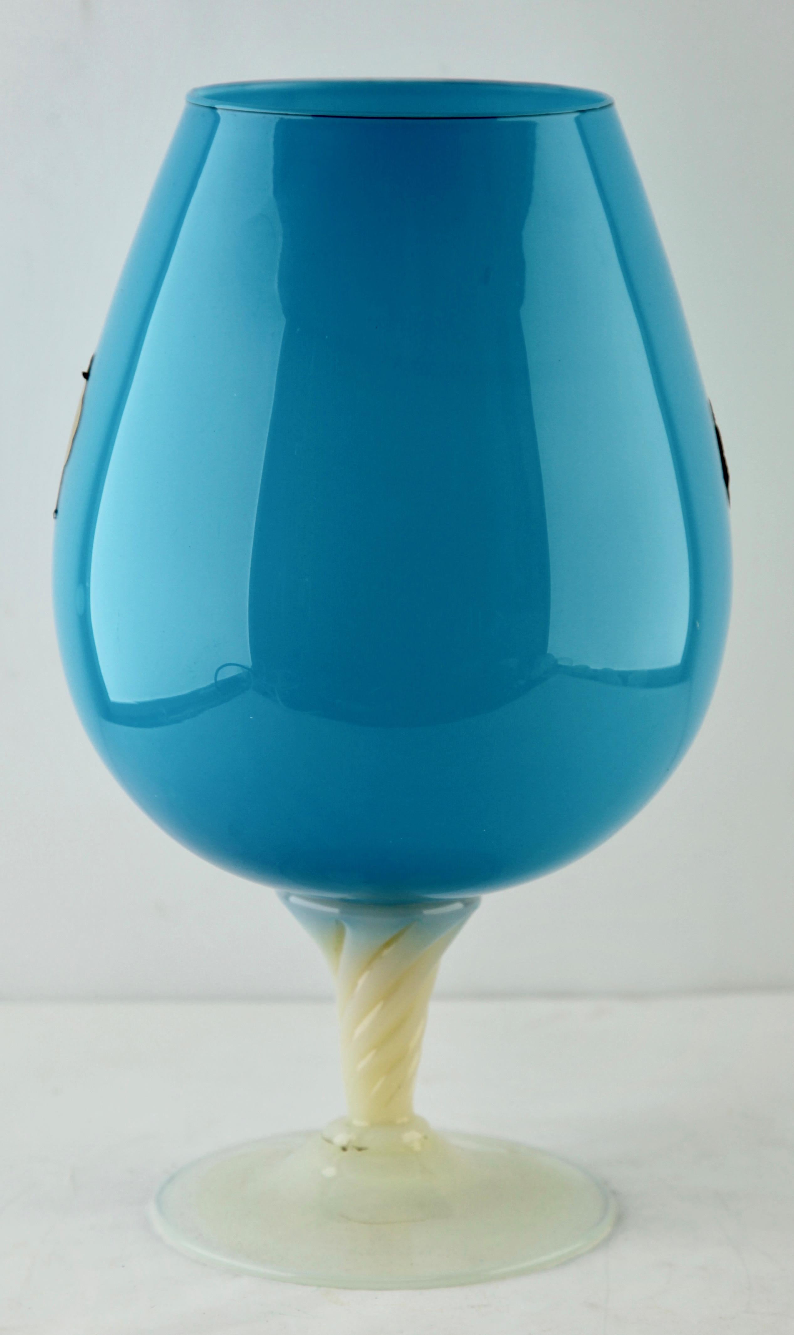 Late 20th Century Empoli 'Florence, Italy' Cognac Glass in Turquoise in Opaline, 1970s