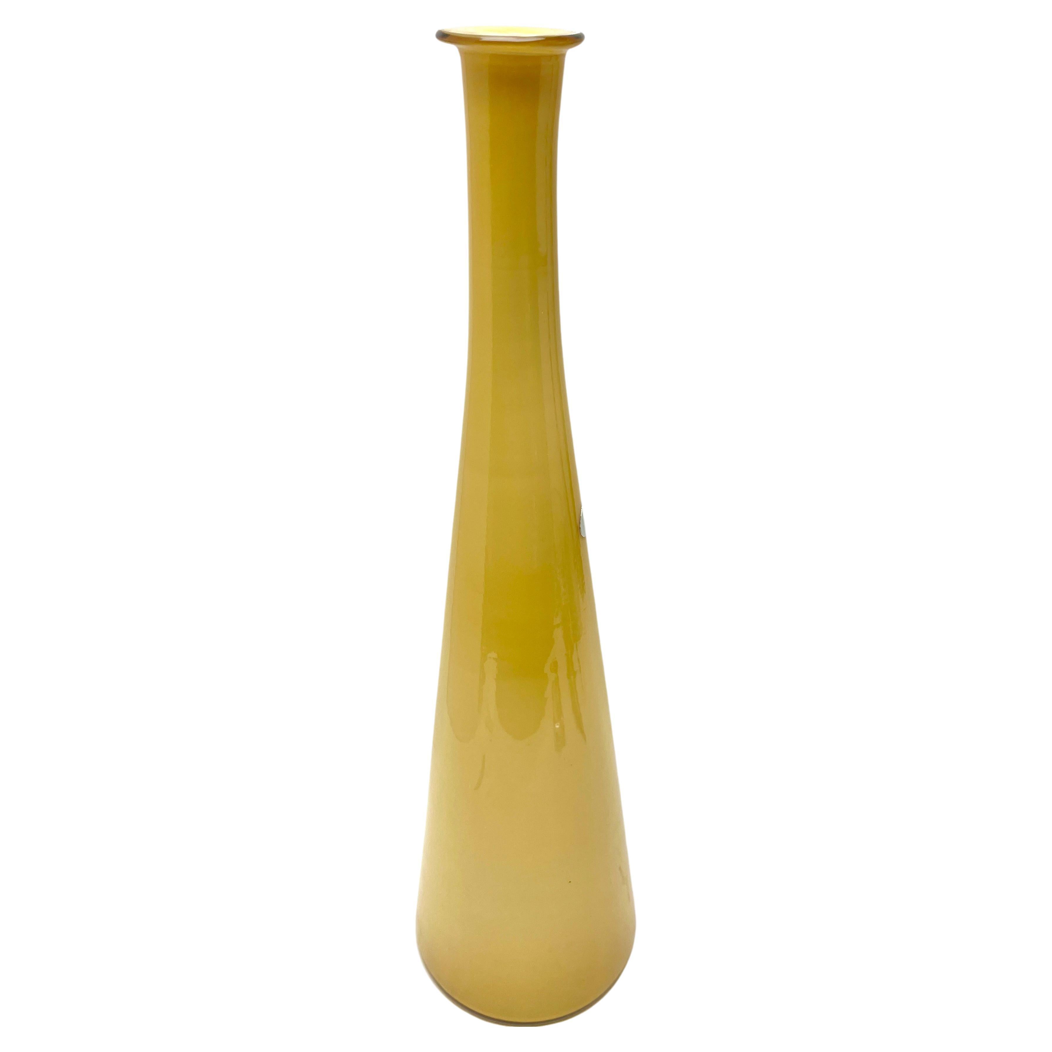 Hand-Crafted Empoli 'Florence, Italy' Large Vase 'Soliflower' in Opaline, 1960s For Sale