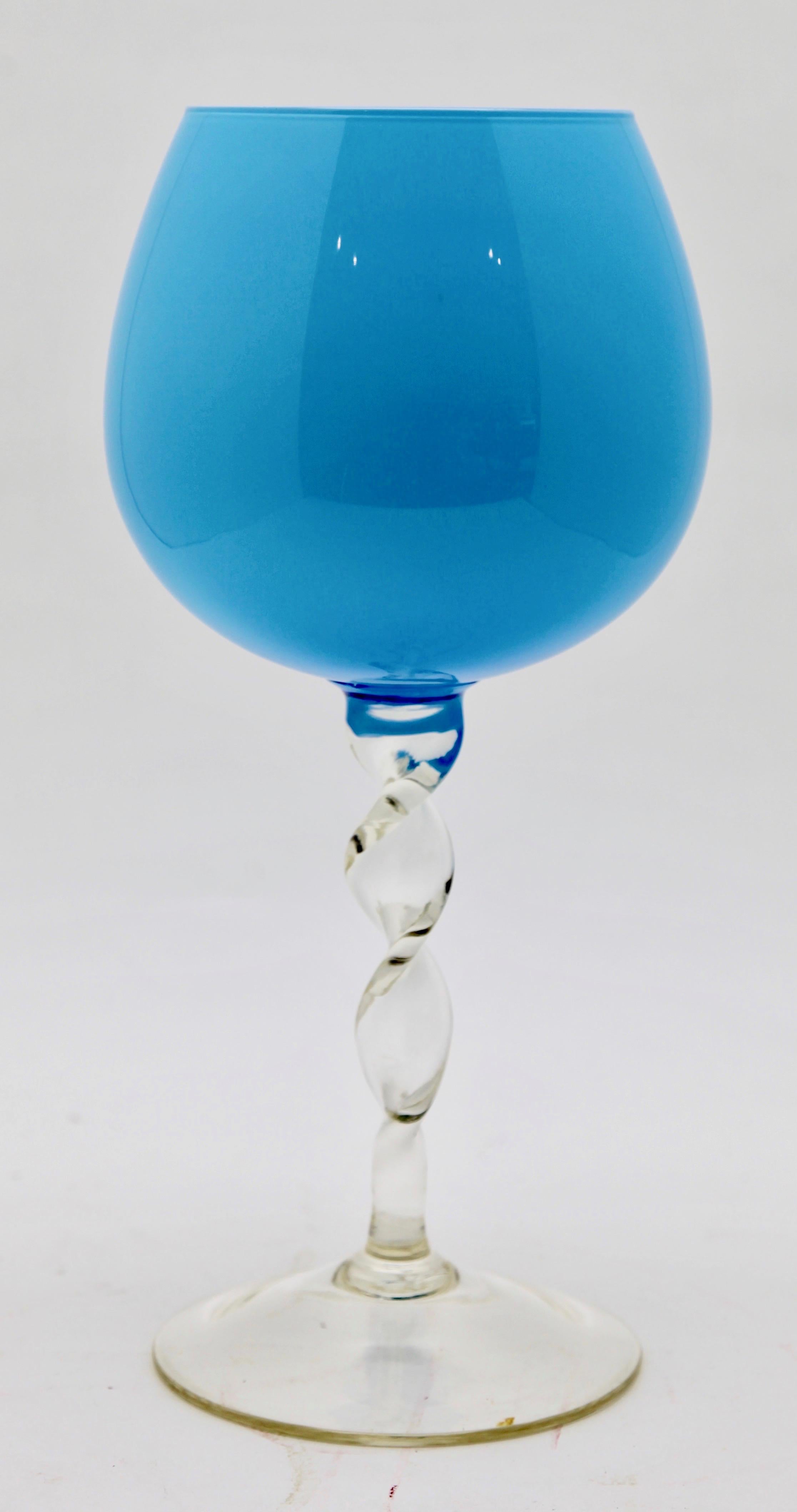 Empoli 'Florence, Italy' Vases in Blue Opaline, 1970s 3