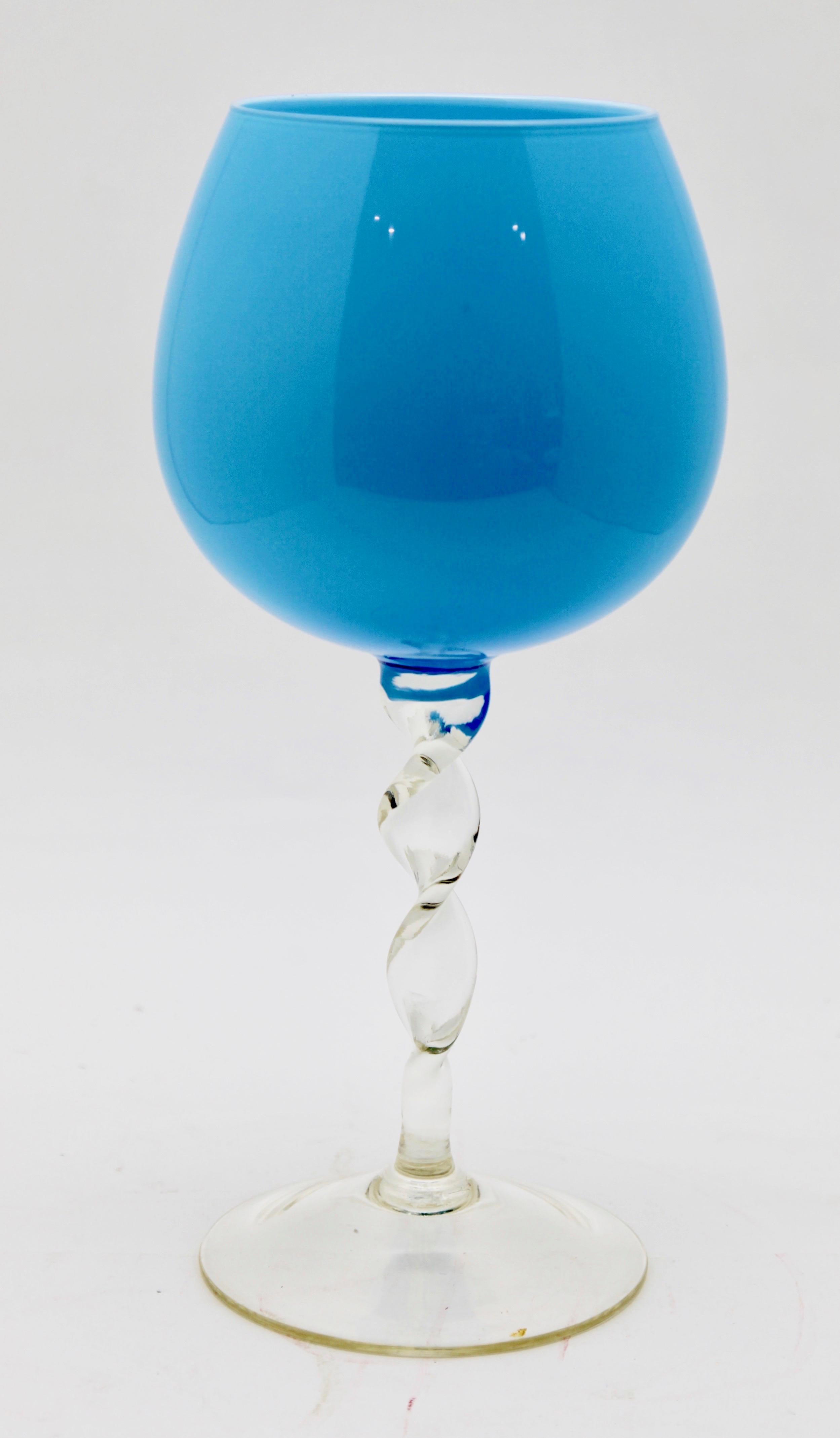 Empoli 'Florence, Italy' Vases in Blue Opaline, 1970s 6