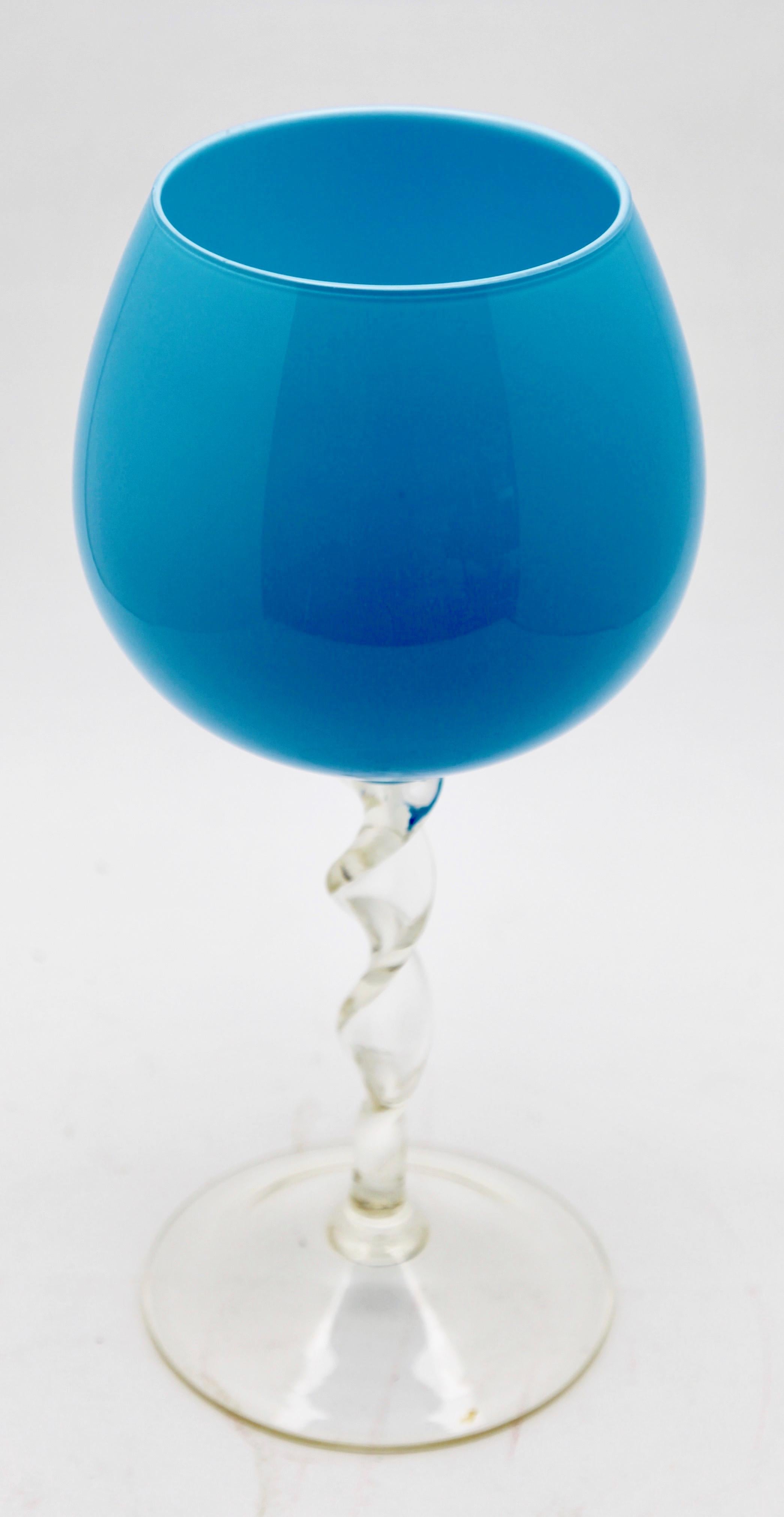 Empoli 'Florence, Italy' Vases in Blue Opaline, 1970s 7