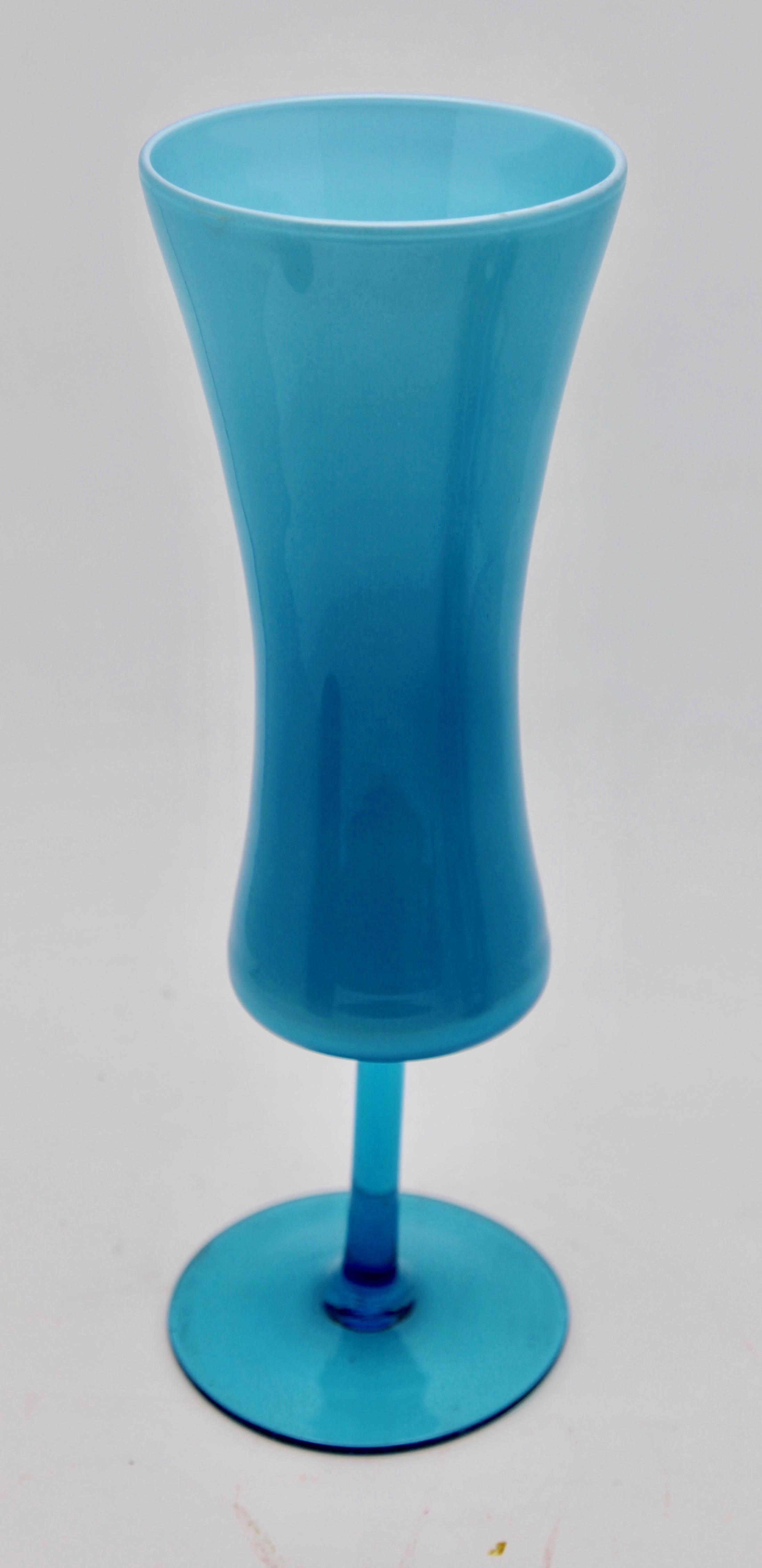 Italian Empoli 'Florence, Italy' Vases in Blue Opaline, 1970s