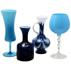 Empoli 'Florence, Italy' Vases in Blue Opaline, 1970s
