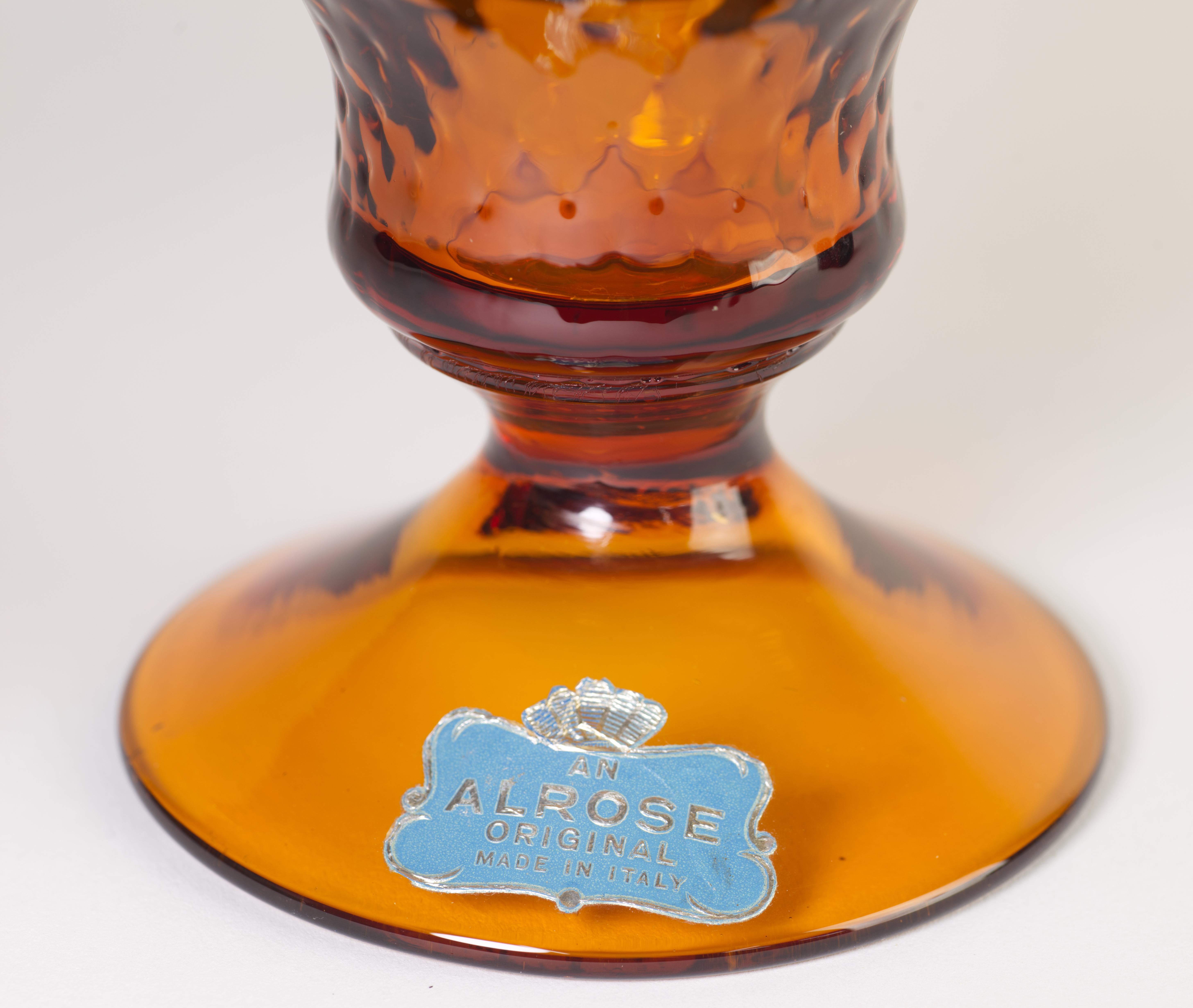 Mid-Century Modern Empoli for Alrose Ombre Amber Glass Goblet Vase, Italy Mid Century Modern