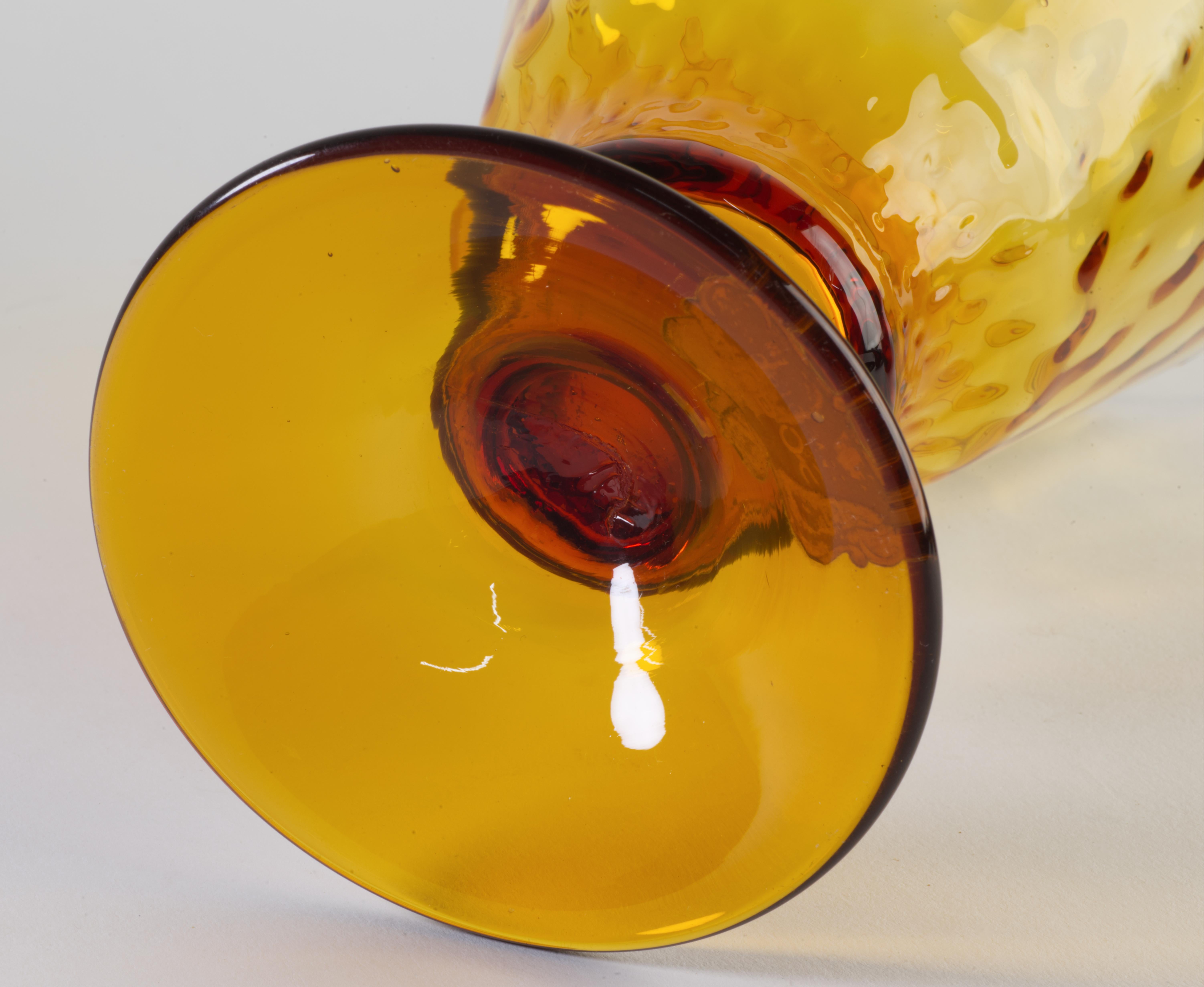 20th Century Empoli for Alrose Ombre Amber Glass Goblet Vase, Italy Mid Century Modern