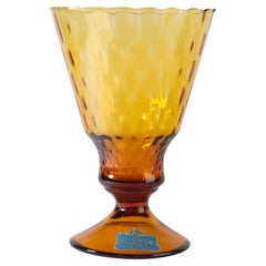 Empoli for Alrose Ombre Amber Glass Goblet Vase, Italy Mid Century Modern
