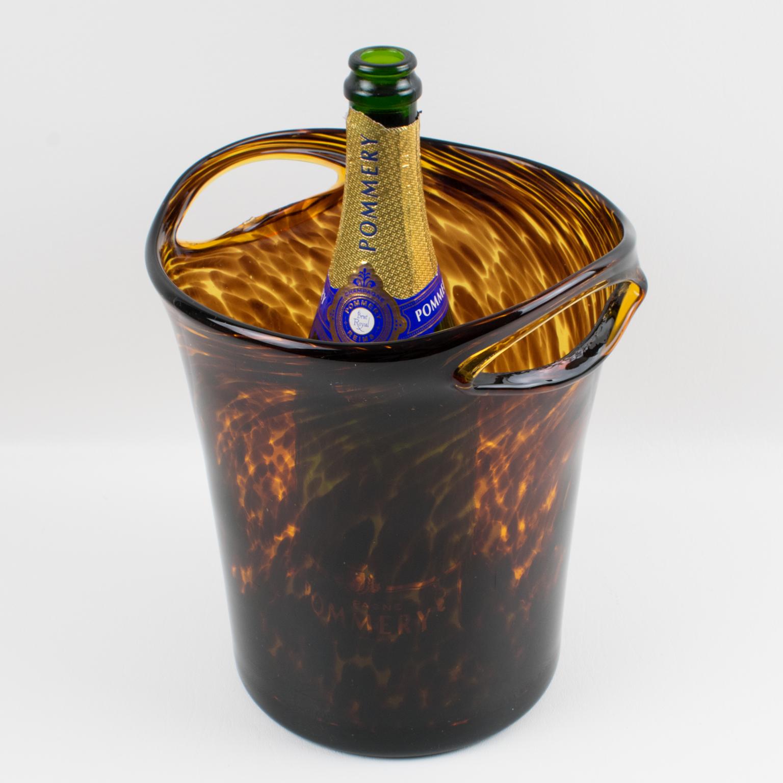 Mid-Century Modern Empoli for Christian Dior Tortoiseshell Glass Champagne Ice Bucket Wine Cooler