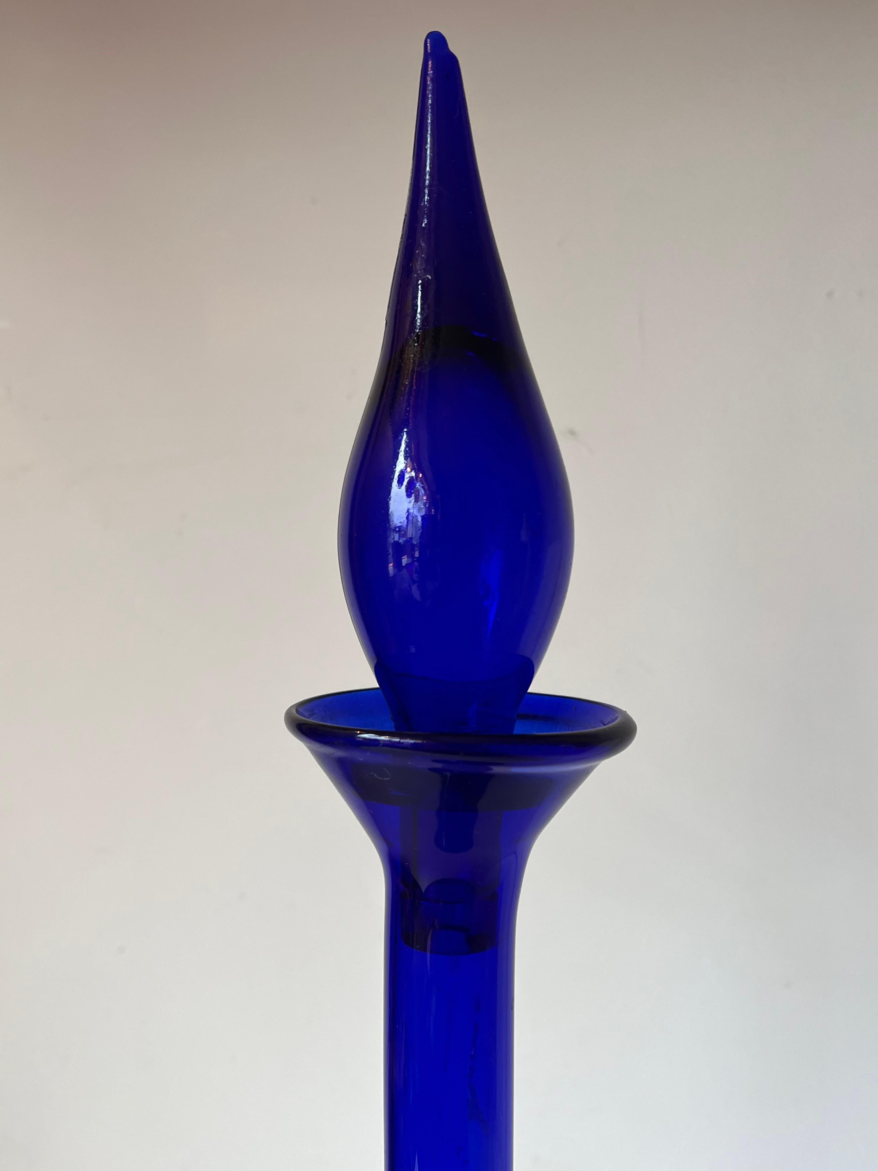 Mid-Century Modern Empoli ‘Genie’ Glass Decanter with Stopper, Italy Mid-Century For Sale
