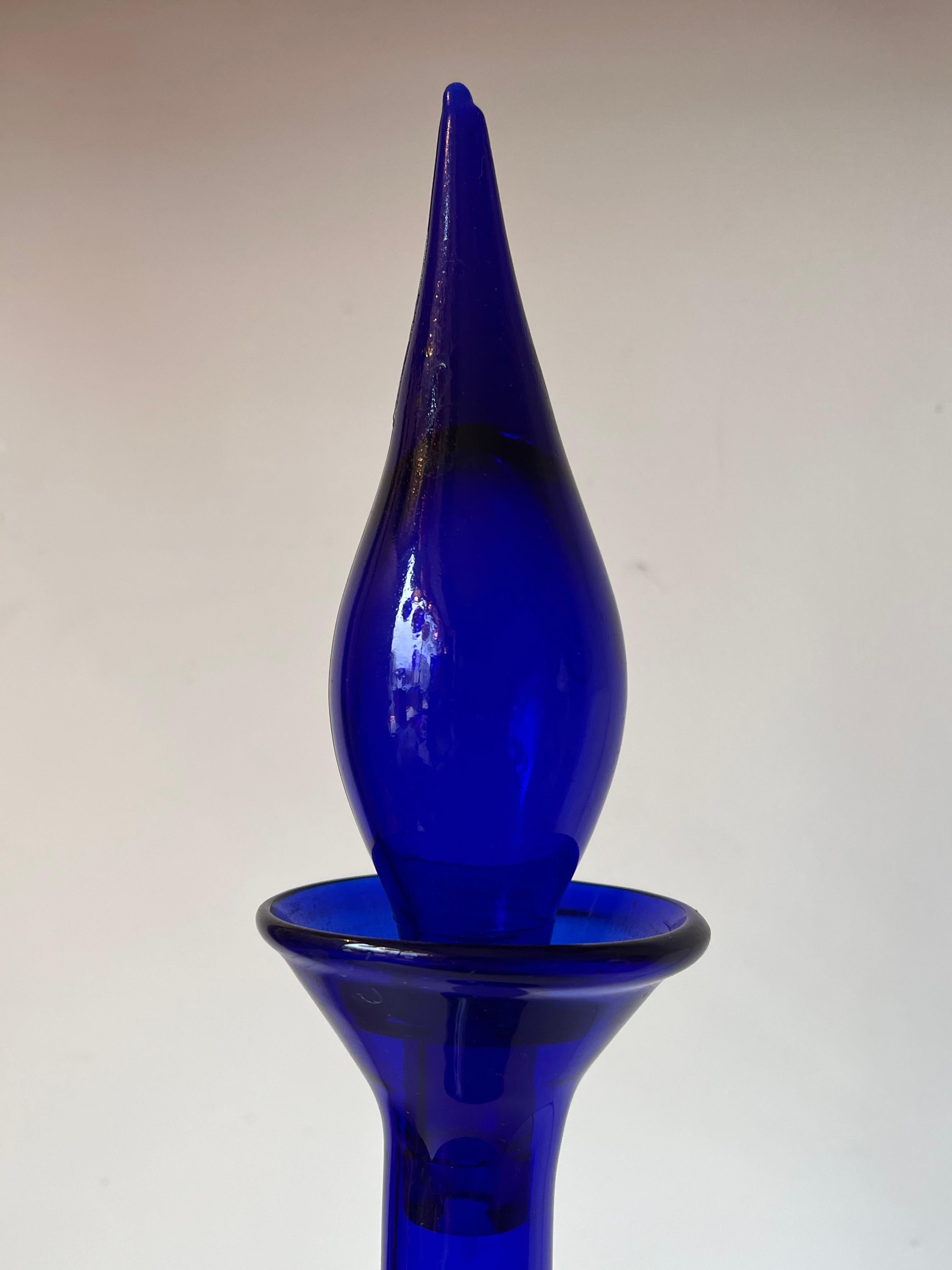 Italian Empoli ‘Genie’ Glass Decanter with Stopper, Italy Mid-Century For Sale