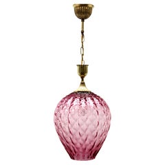 Empoli Glass Pendant Lamp with Vertical Ribs & Diamond Optic