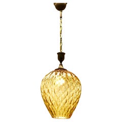 Empoli Glass Pendant Lamp with Vertical Ribs & Diamond Optic