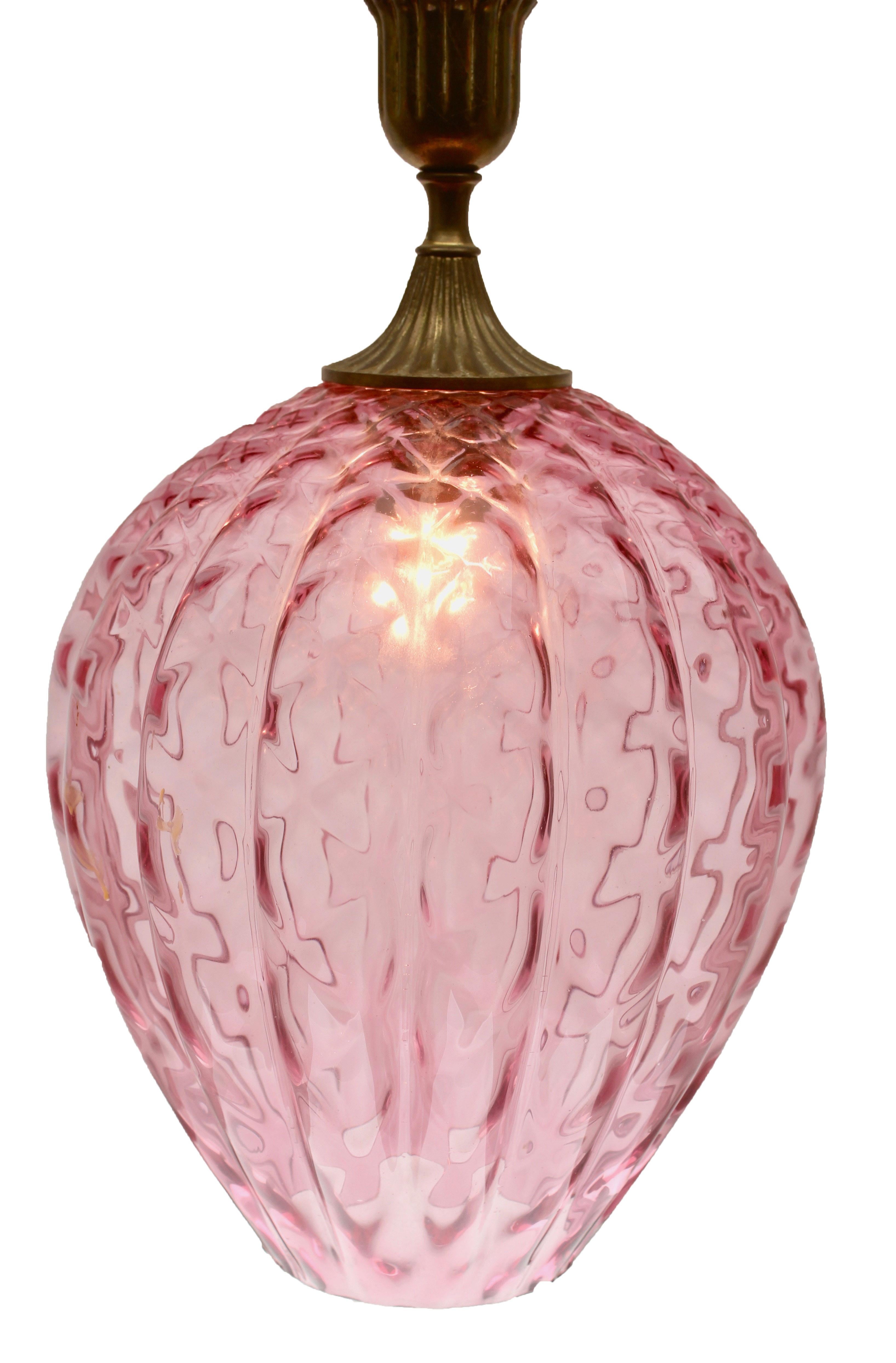 pink glass ceiling light