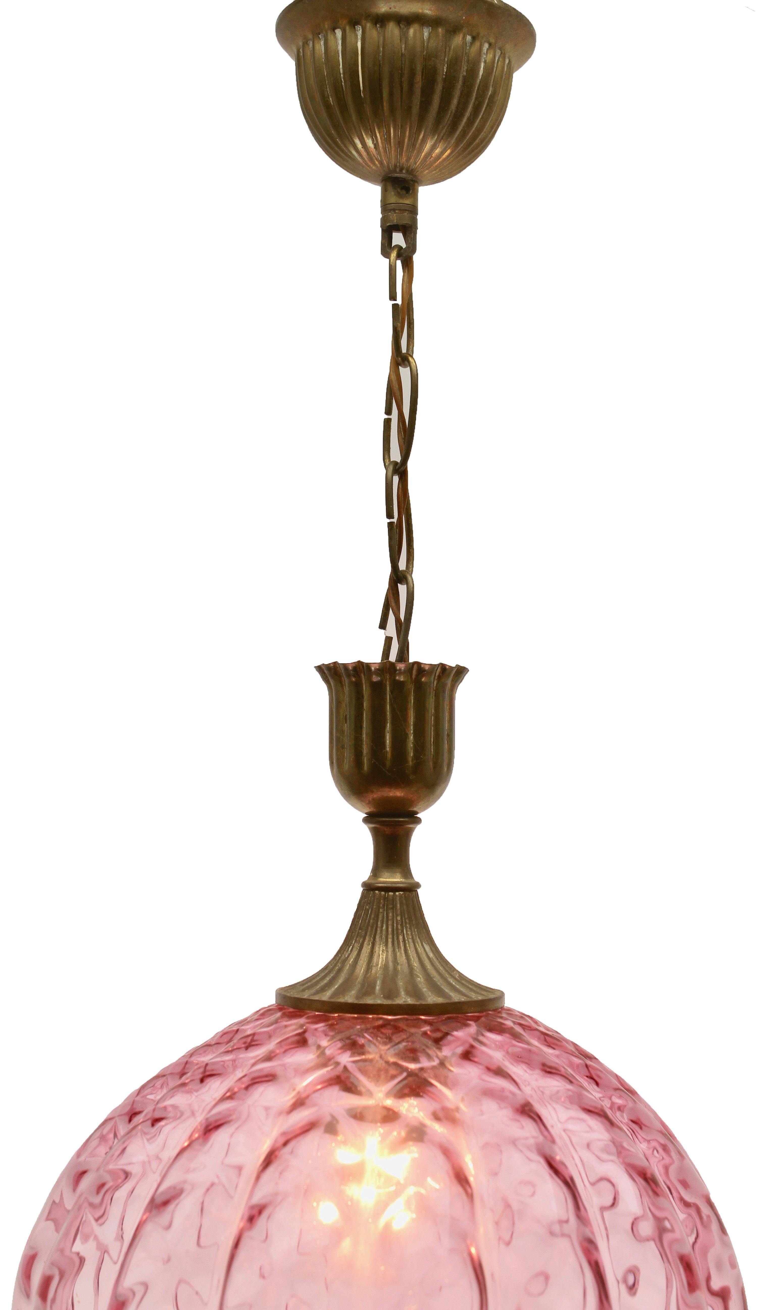pink glass pendant light