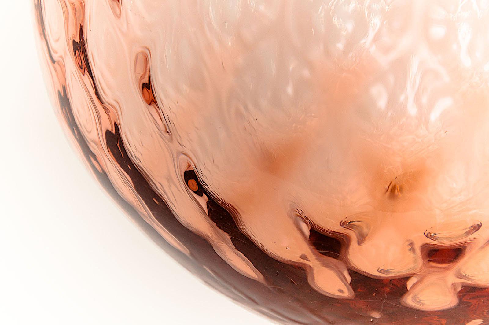 Empoli Glass Vase, Italy, 1960 in Pink Color with Relief Patterns 1