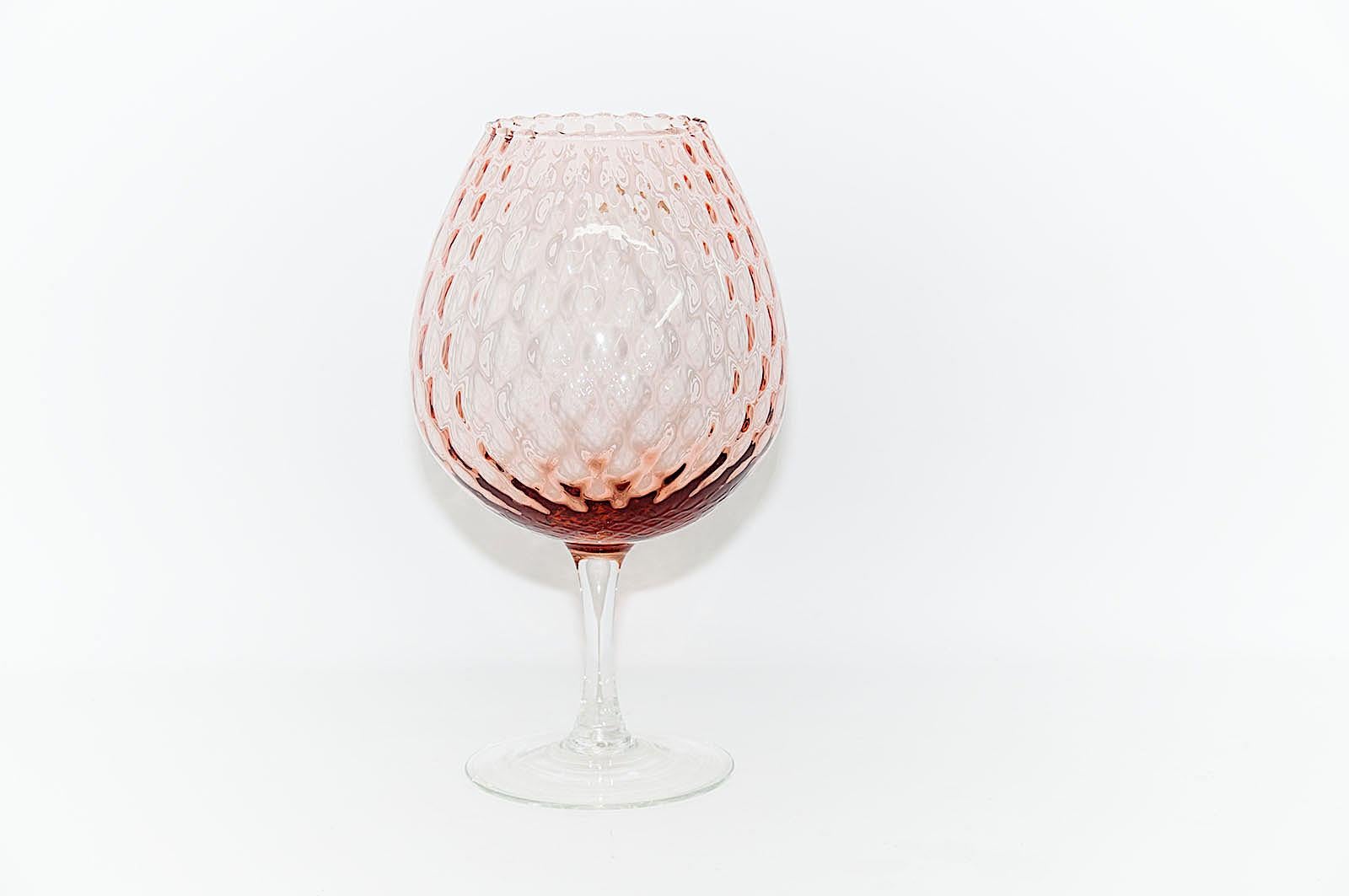 Empoli Glass Vase, Italy, 1960 in Pink Color with Relief Patterns 2