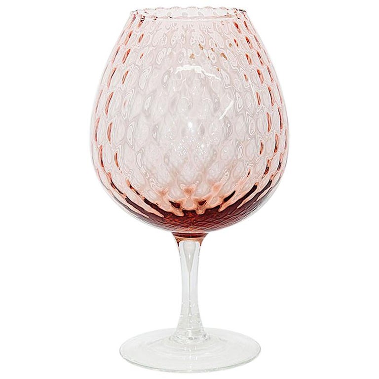 Empoli Glass Vase, Italy, 1960 in Pink Color with Relief ...