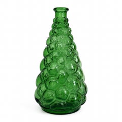 Empoli Green Bubble Glass Vase, Italy, Mid-Century Modern