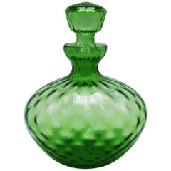 Empoli Green Decanter with Quilted Diamond Pattern, circa 1950