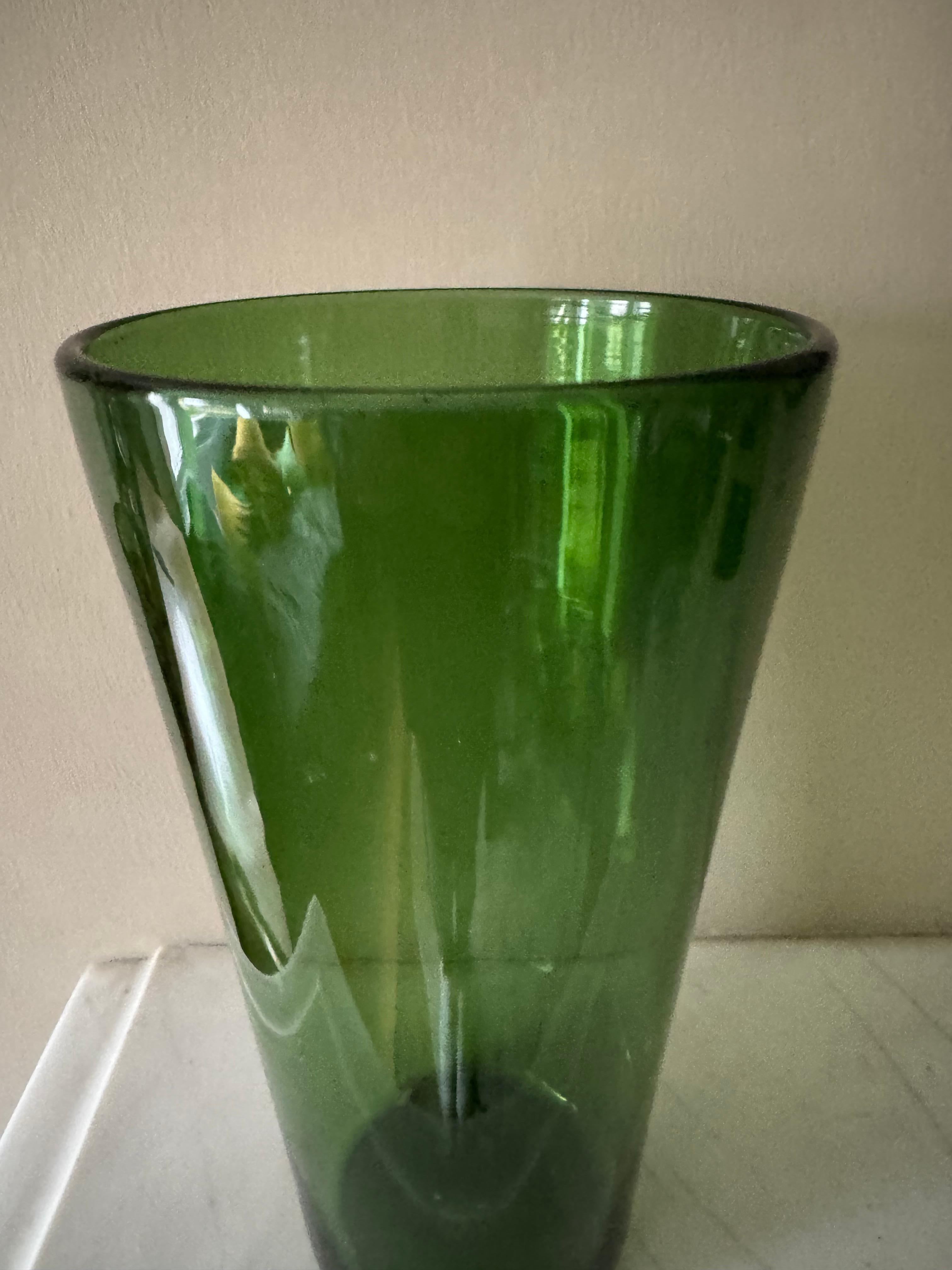 Große italienische Vase aus grünem Empoli-Glas, ca. 1960er Jahre