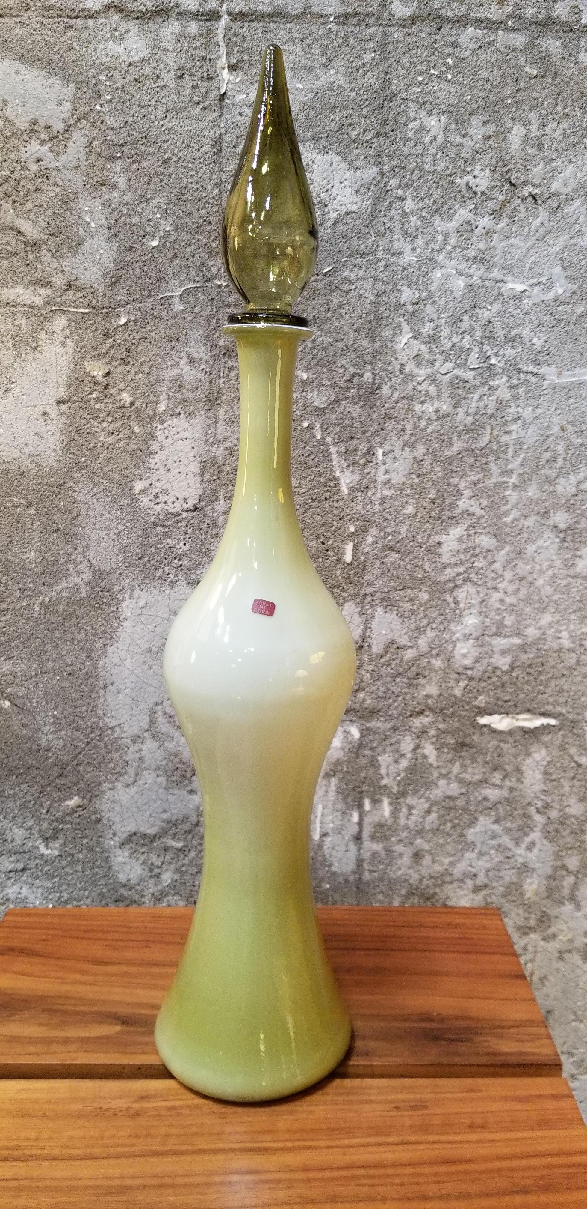 Mid-Century Modern Empoli Italian Art Glass Decanter For Sale