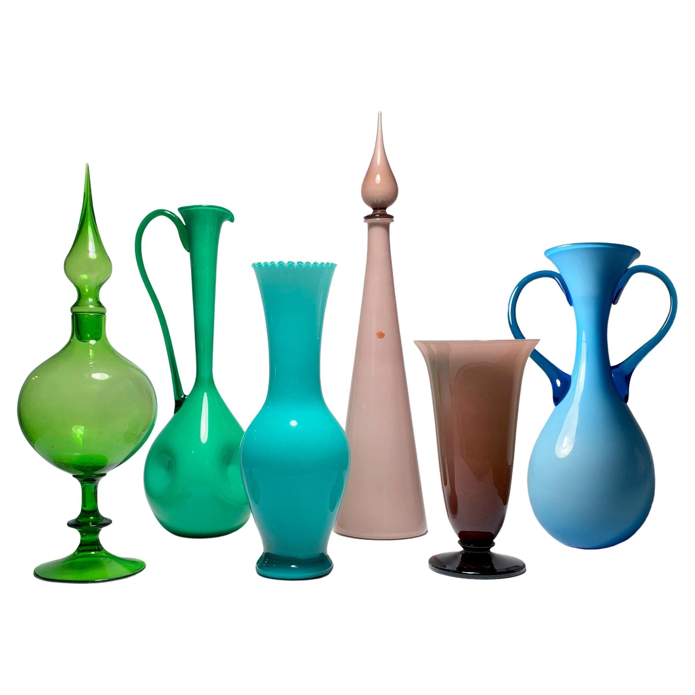 Empoli Italian Glass Collection of Six Pieces