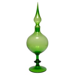 Empoli Italian Glass Apple Green Decanter with Stopper