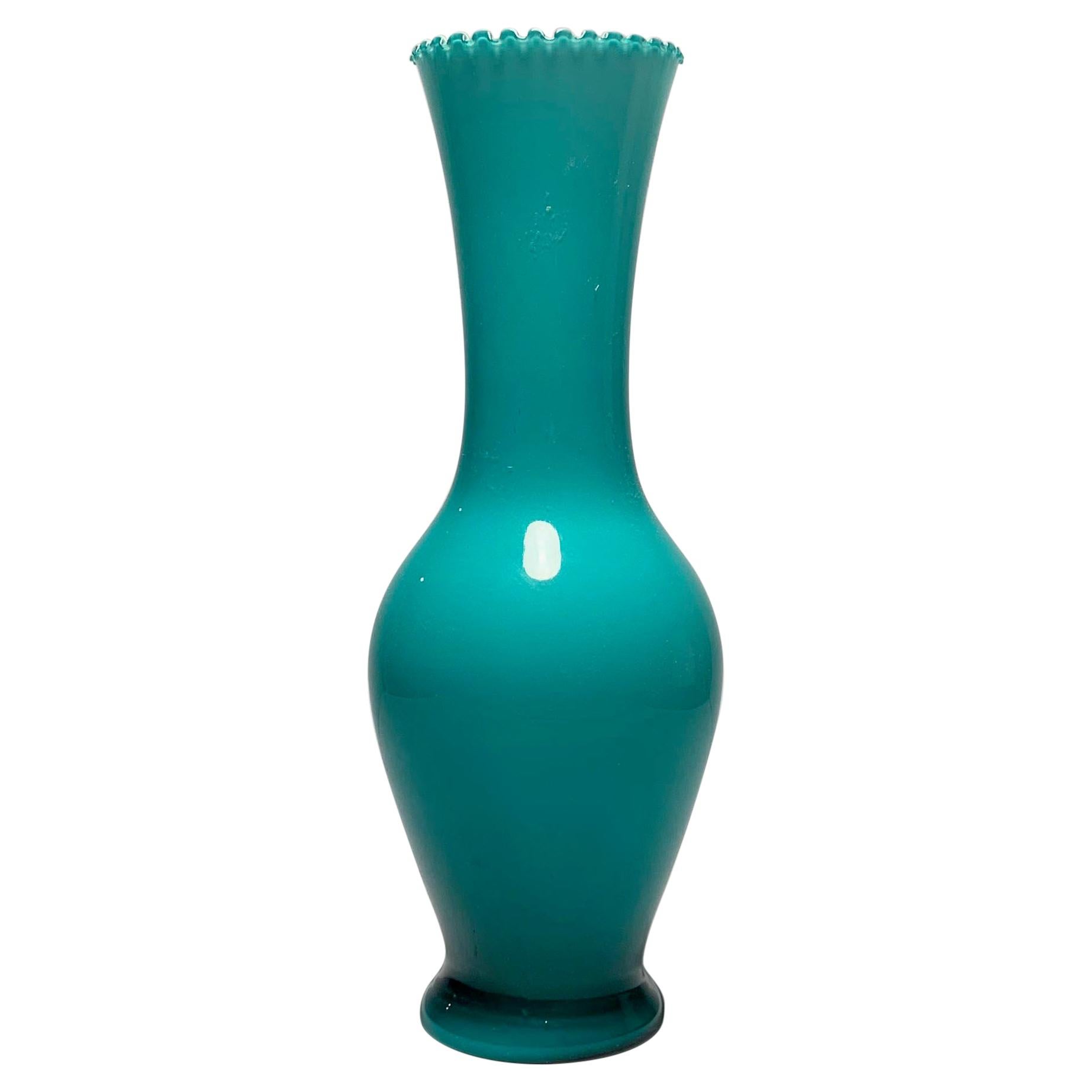 Empoli Italian Glass Teal Blue Vase