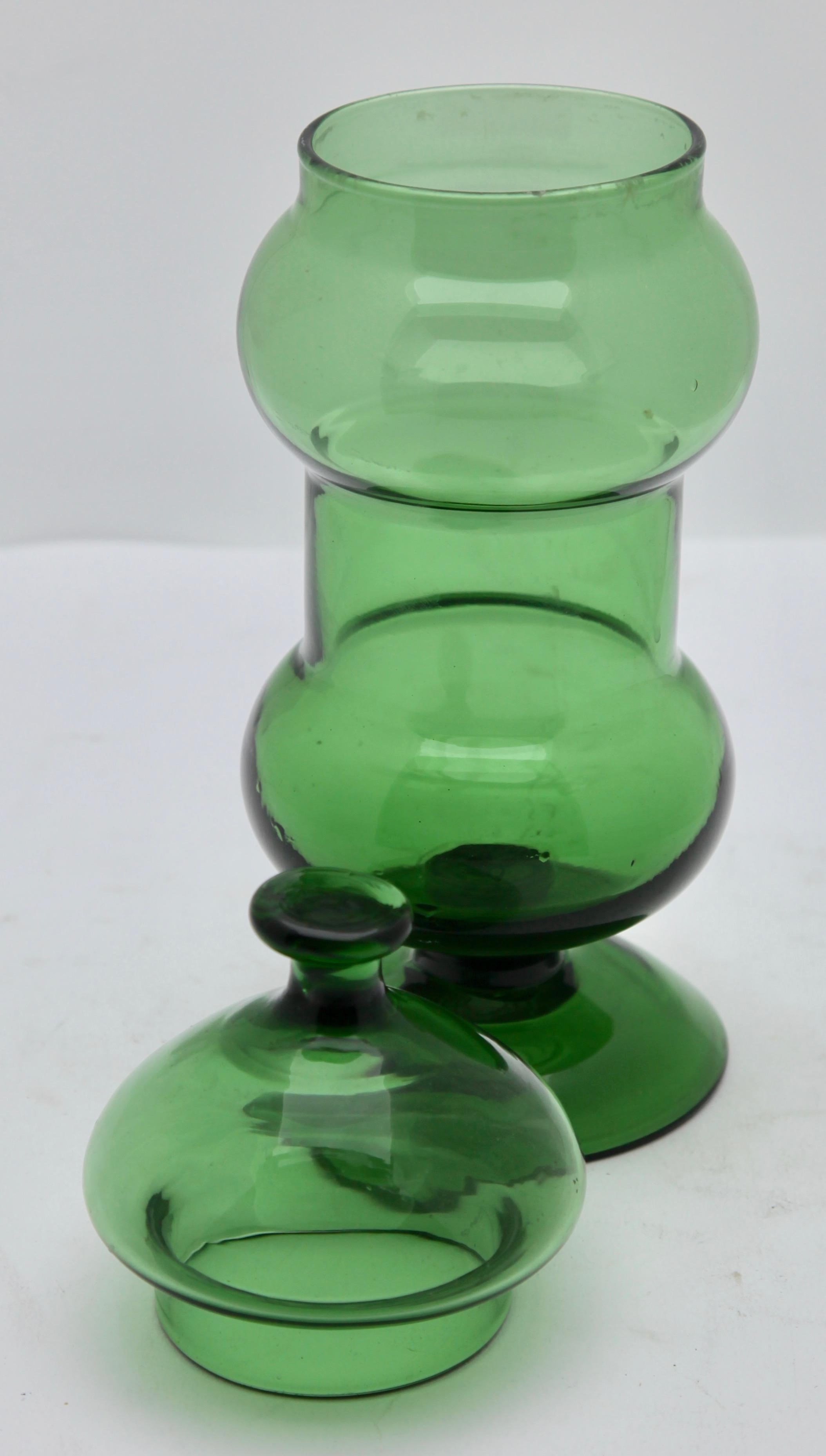 Mid-Century Modern Empoli, Italy, Green Art Glass Apothecary Jar 'Empoli Verde', Mid-20th Century