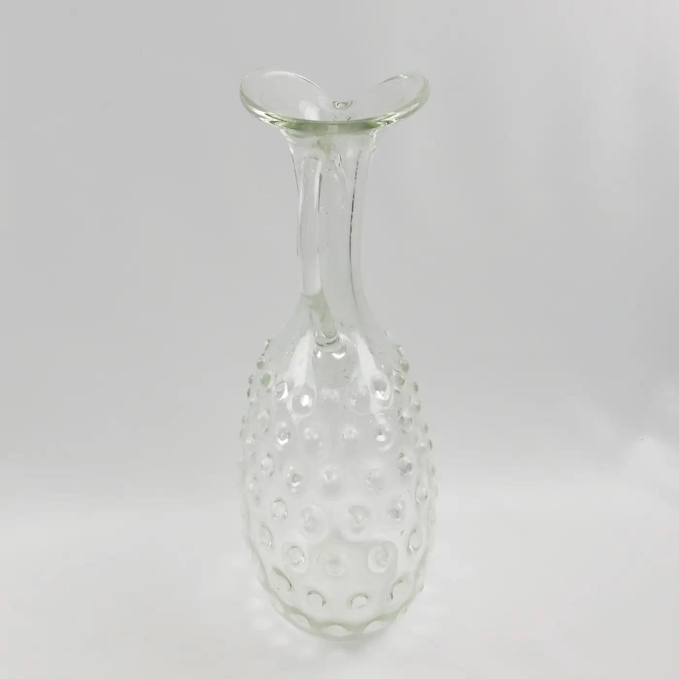 Empoli, Italy Hand Blown Art Glass Pitcher Decanter, 1950s For Sale 1